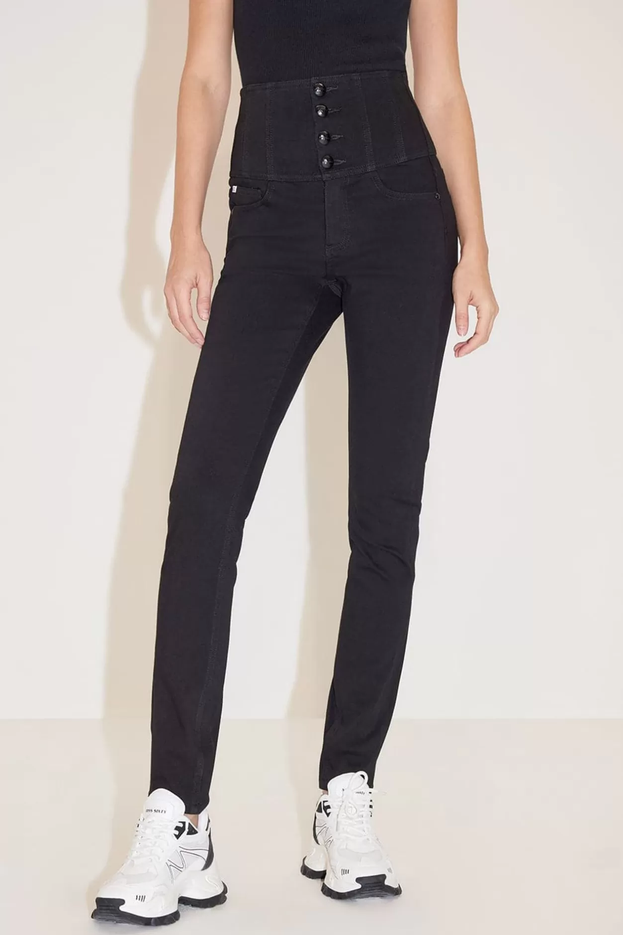 Miss Sixty High Waist Slim Fit Jeans With Four Buttons Black Cheap