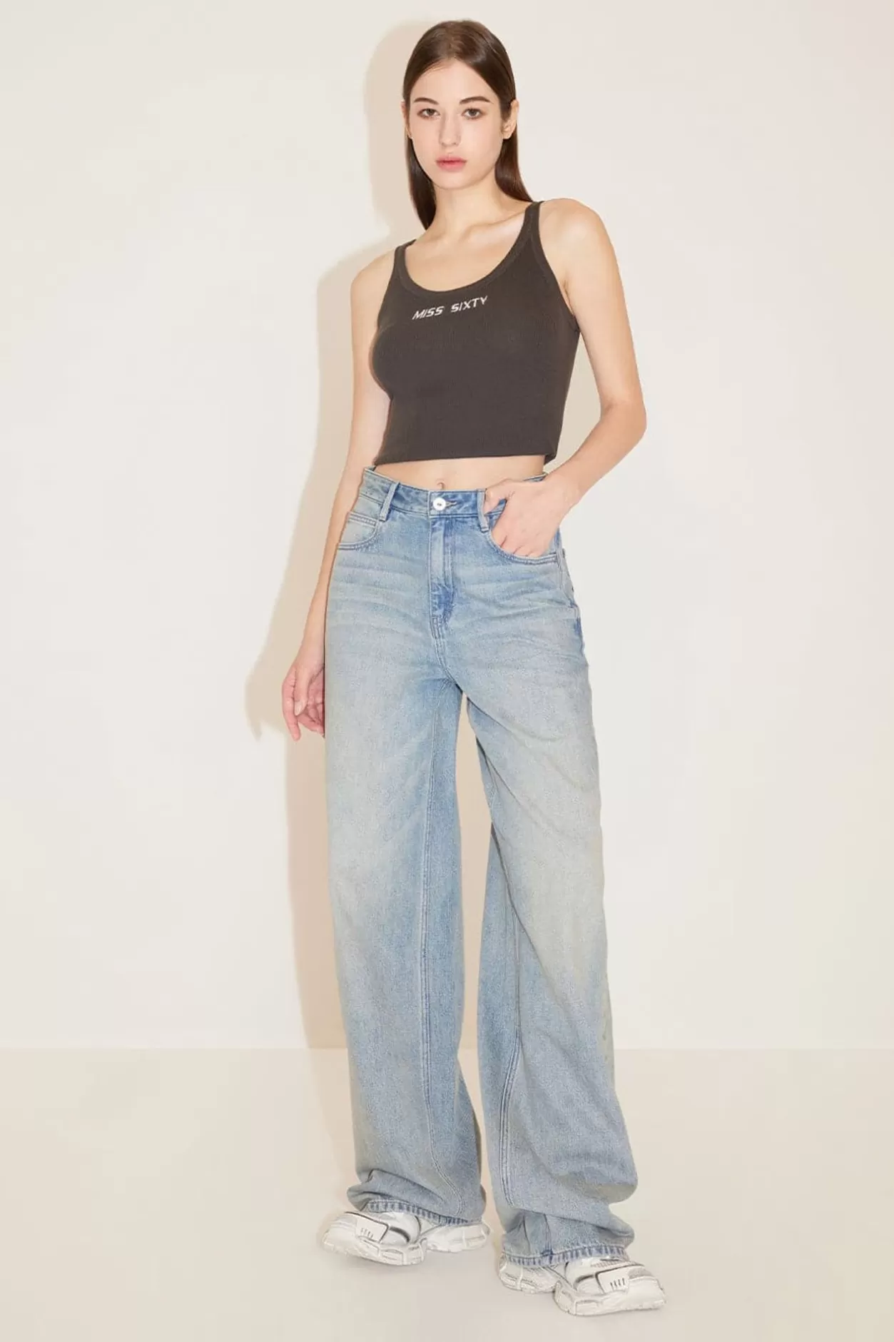 Miss Sixty High Waist Slimming Wide Leg Jeans Light Blue Online