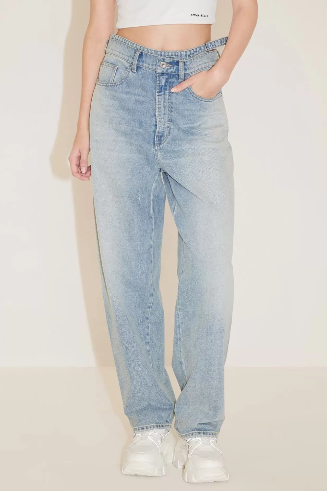 Miss Sixty High Waist Straight Leg Jeans Light Blue Online