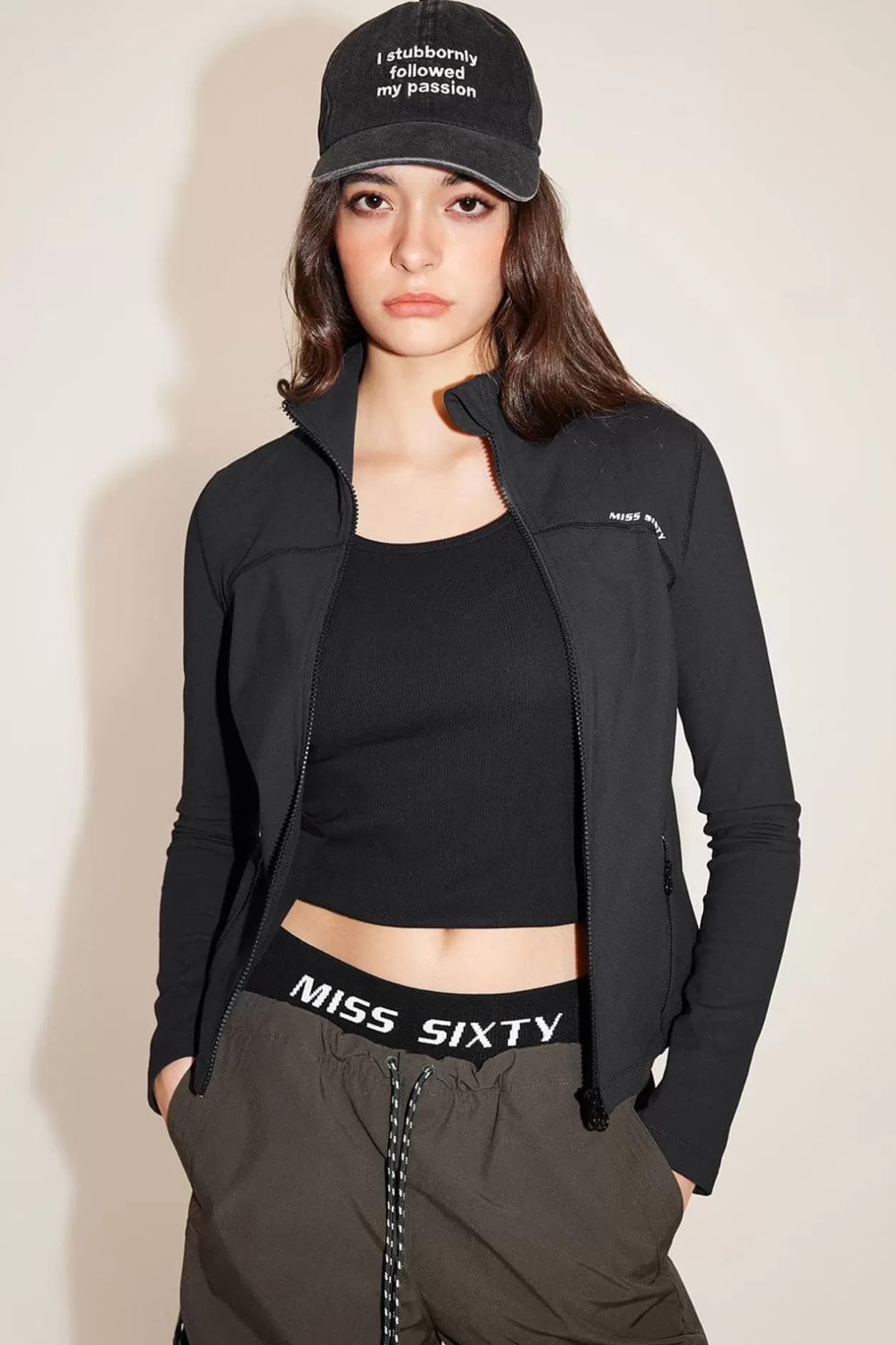 Miss Sixty High-Neck Elastic Slim Fit Yoga Jacket Black Online