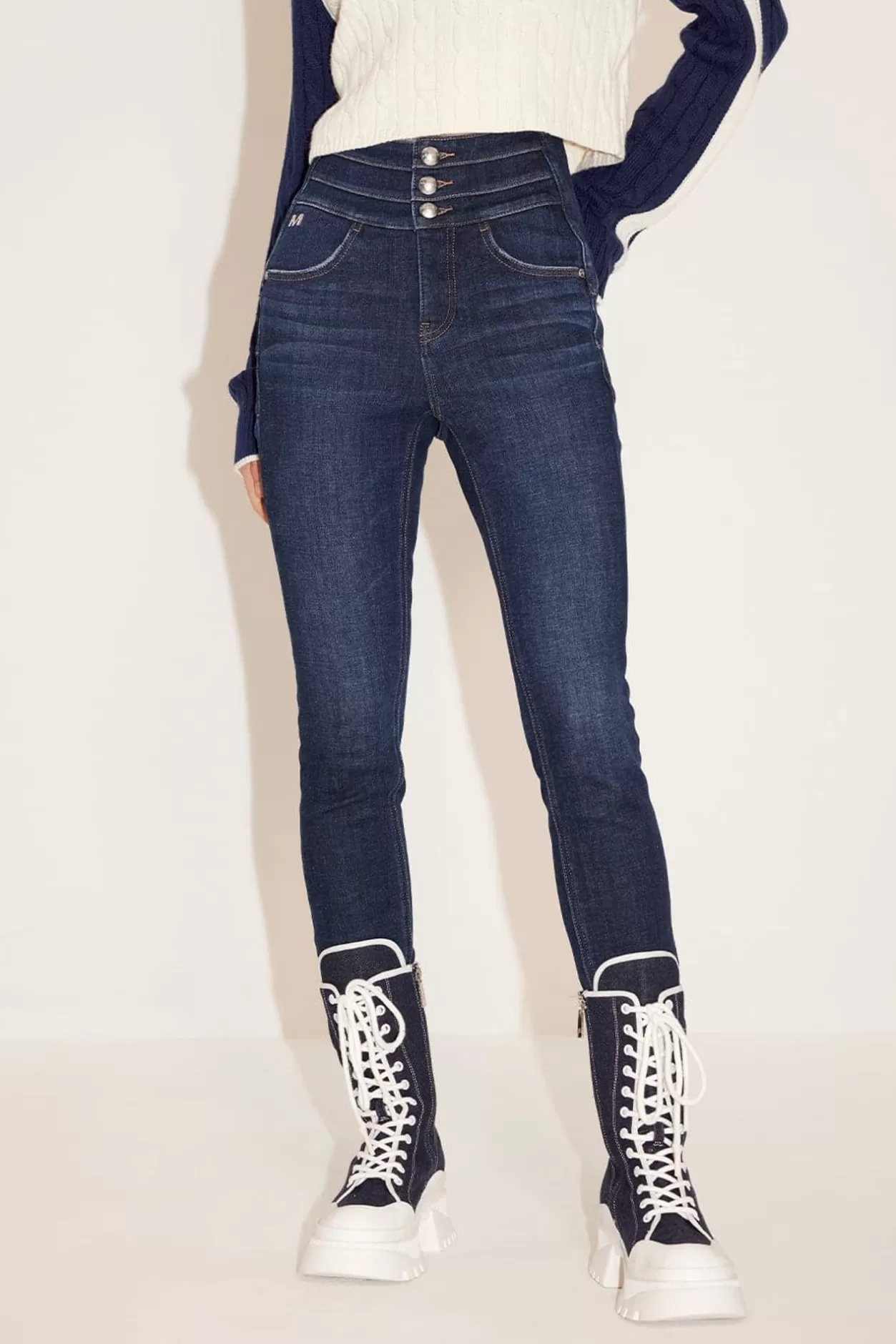 Miss Sixty High-Waist Fleece-Lined Slim-Fit Denim Jeans Deep Blue Online