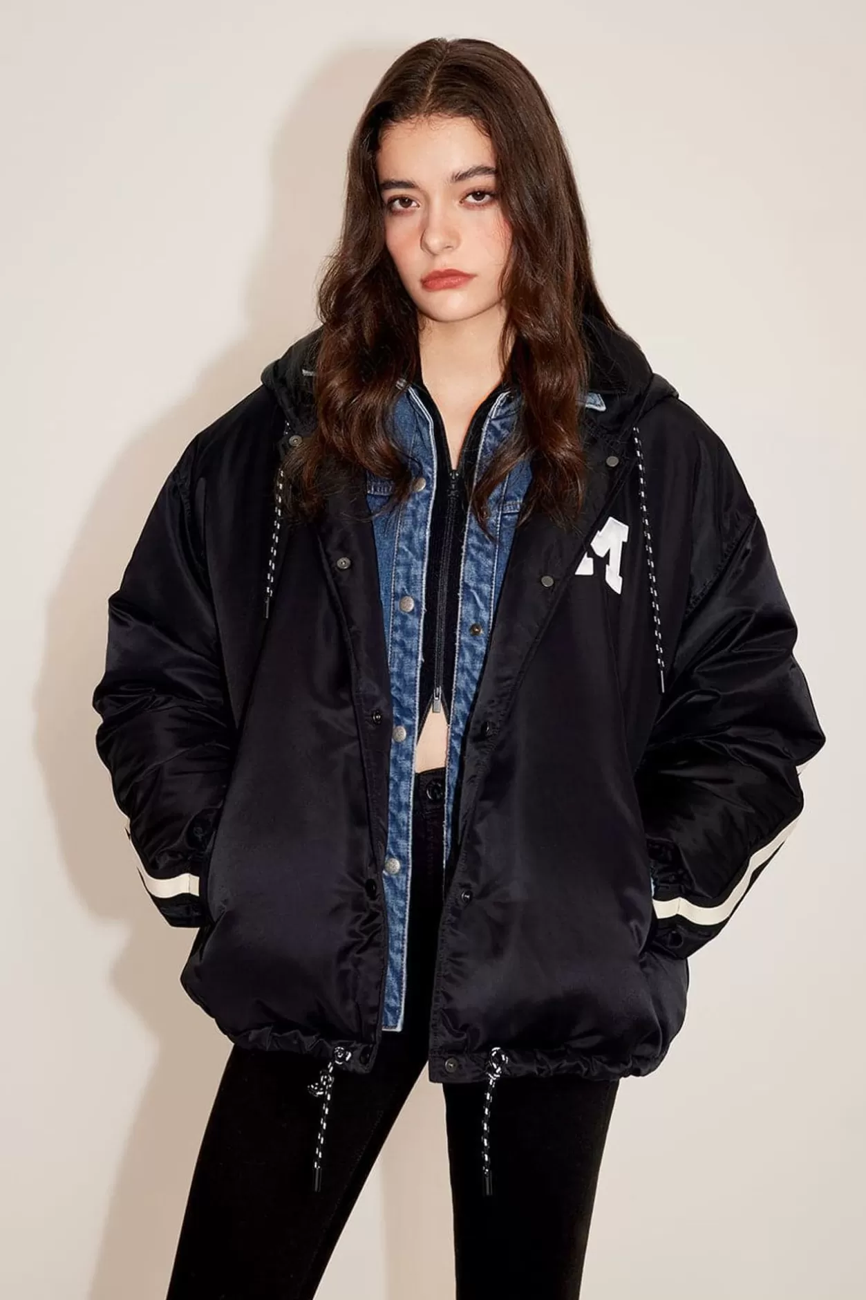 Miss Sixty Hooded Casual Sporty-Style Down Jacket Black Outlet