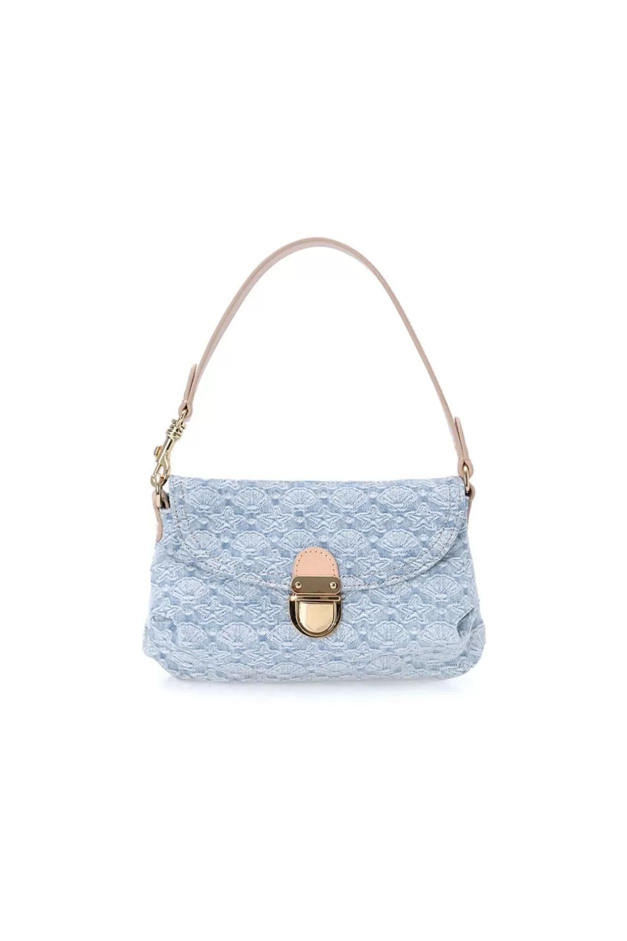 Miss Sixty Jacquard Denim Blue Shoulder Bag Light Blue Discount