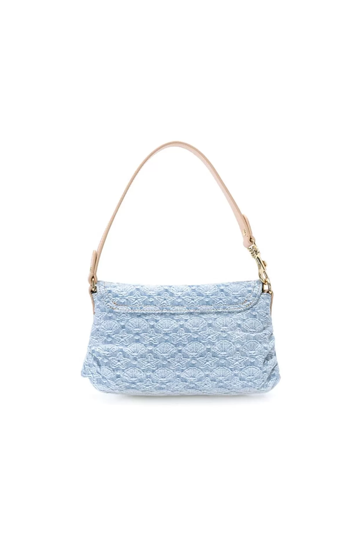 Miss Sixty Jacquard Denim Blue Shoulder Bag Light Blue Discount