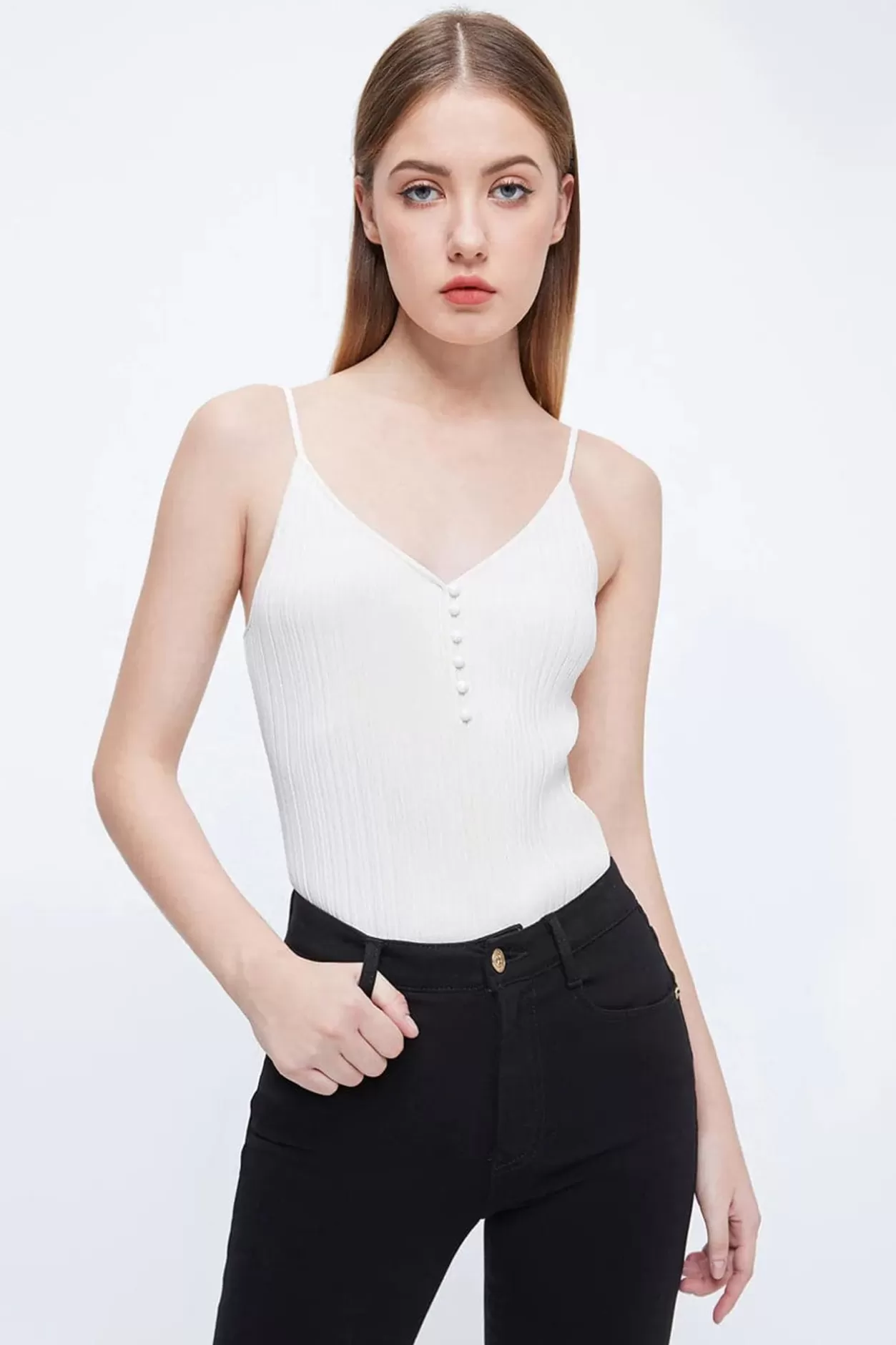 Miss Sixty Knitted Camisole With Buttons Fashion