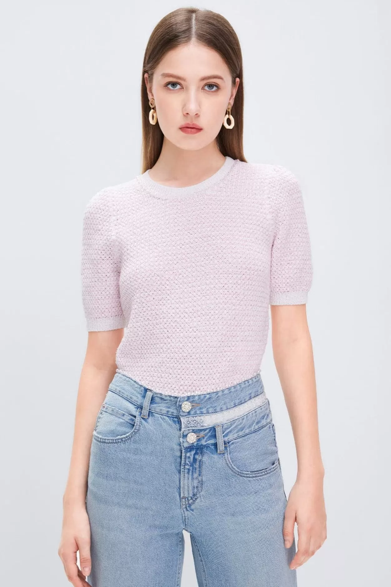 Miss Sixty Light Beaded Knit Wear Pink Cheap