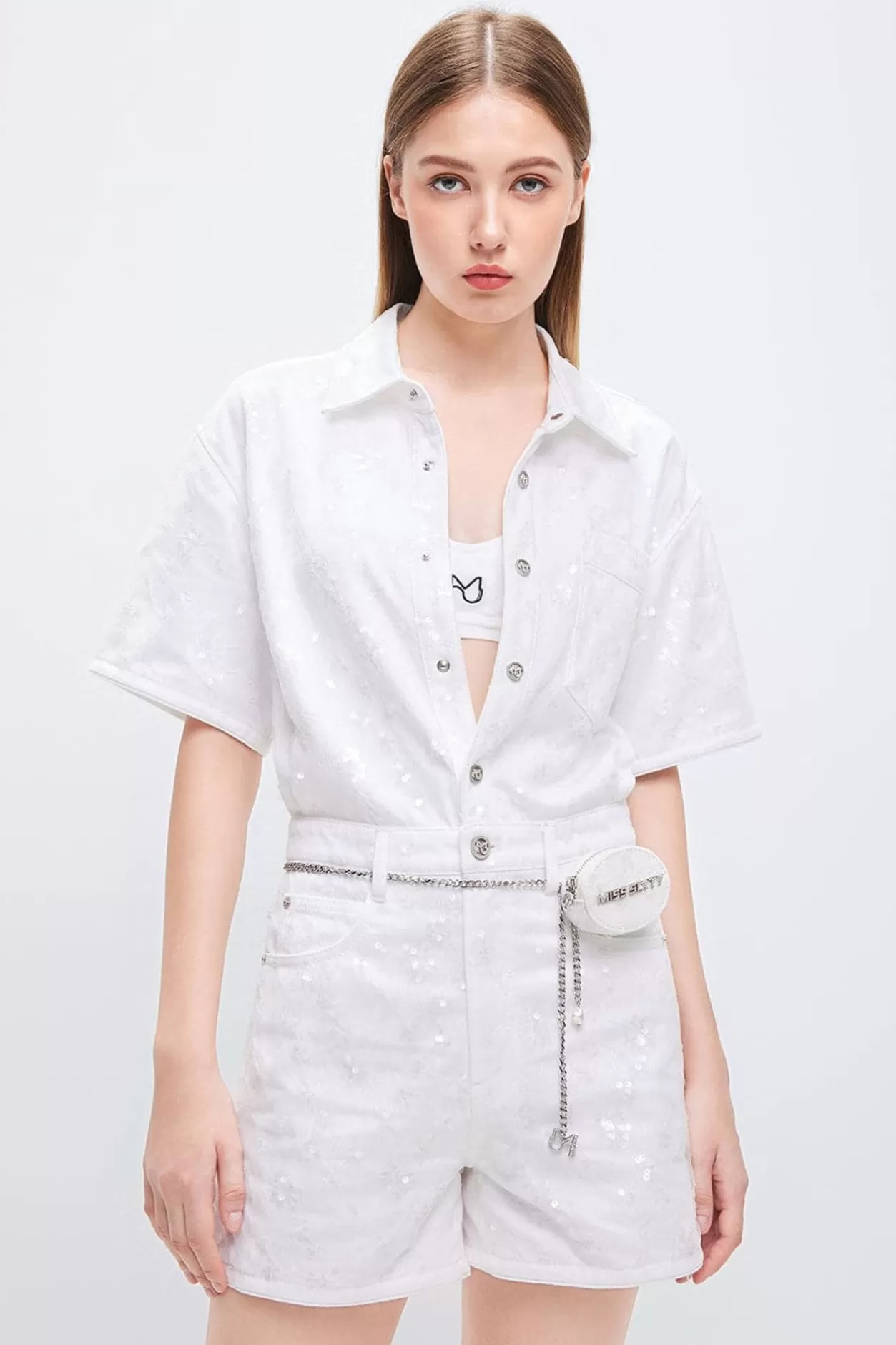 Miss Sixty Lightweight Denim Jumpsuit White Outlet