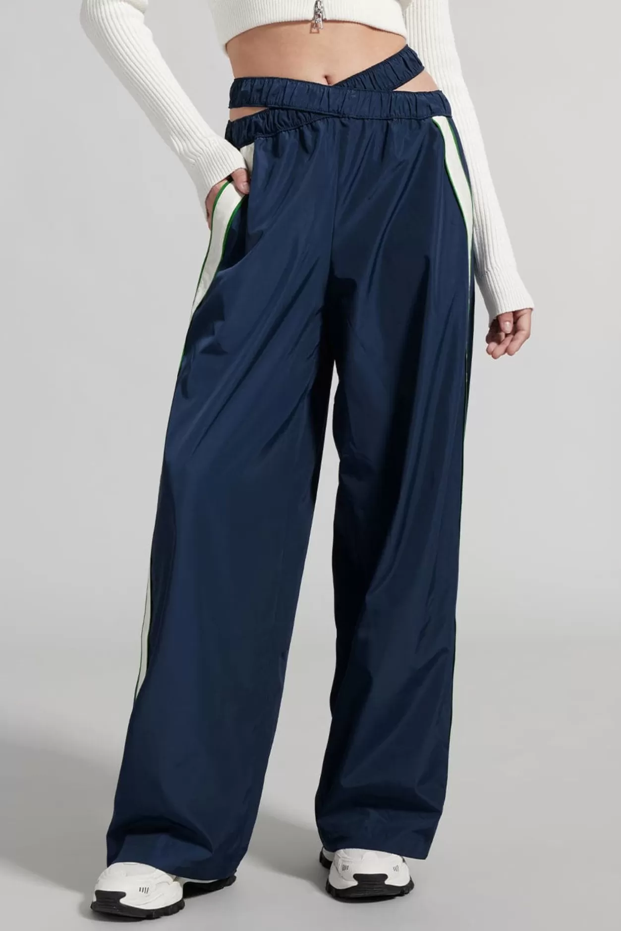 Miss Sixty Low Waist Wide-Leg Sporty Trousers Dark Blue Store