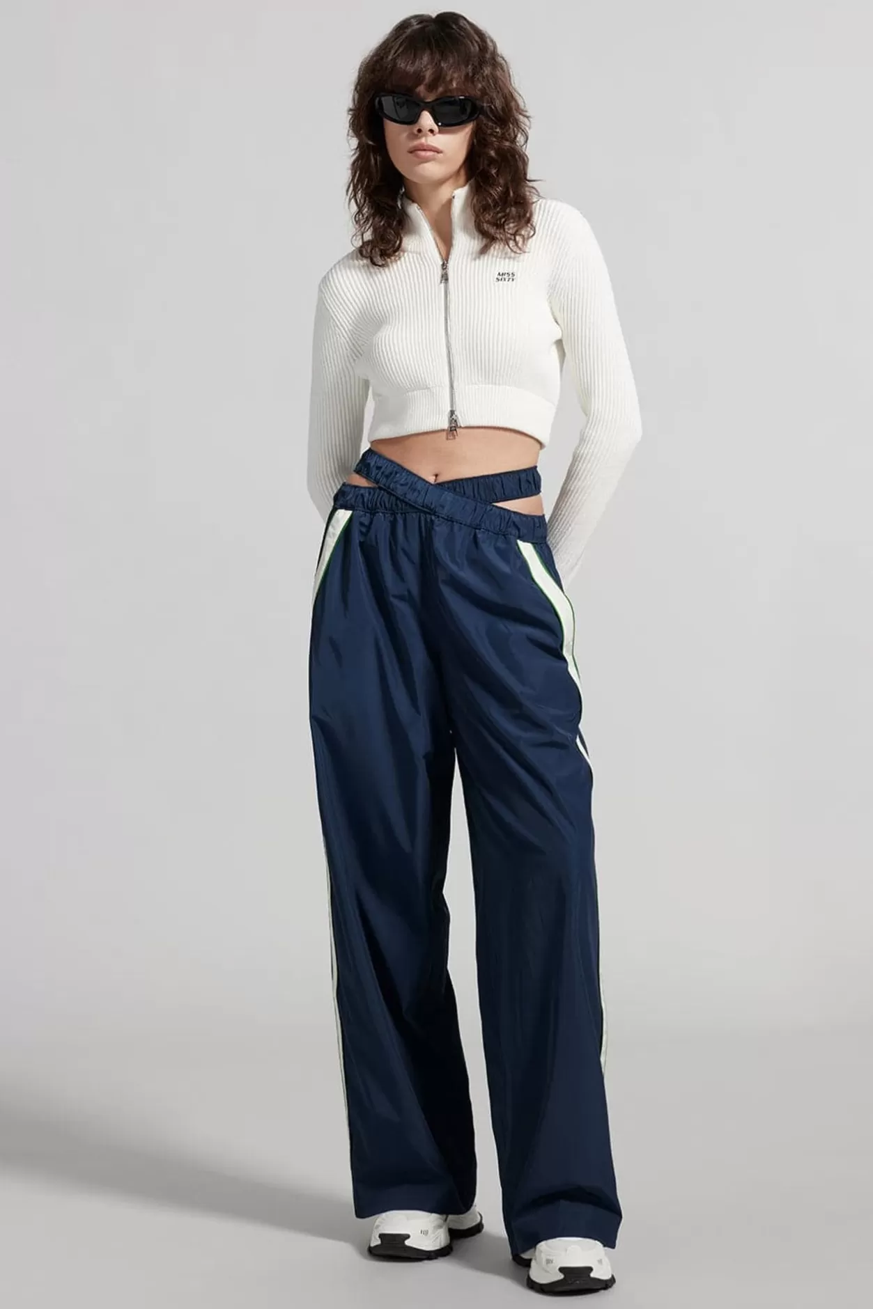 Miss Sixty Low Waist Wide-Leg Sporty Trousers Dark Blue Store