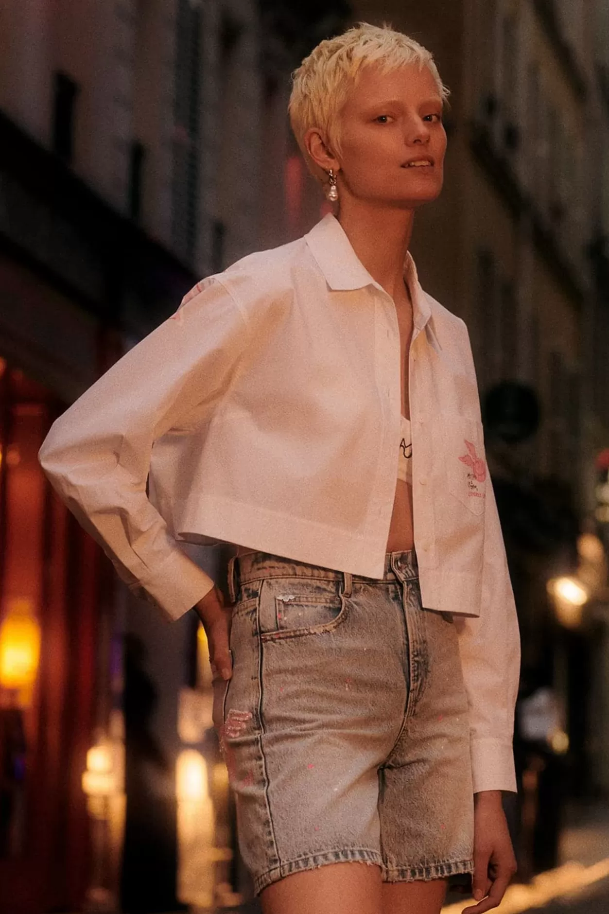 Miss Sixty X Andre Saraiva Capsule Collection Cropped Shirt White Hot