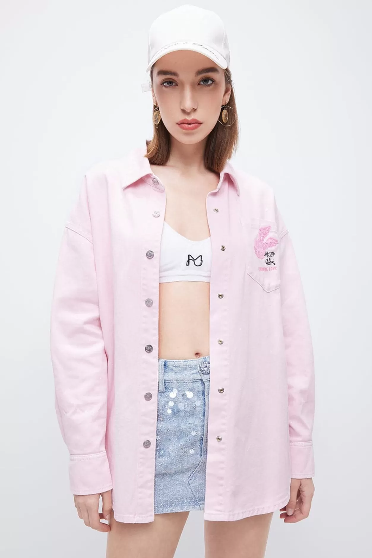 Miss Sixty X Andre Saraiva Capsule Collection Denim Shirt Sweet Purple Outlet