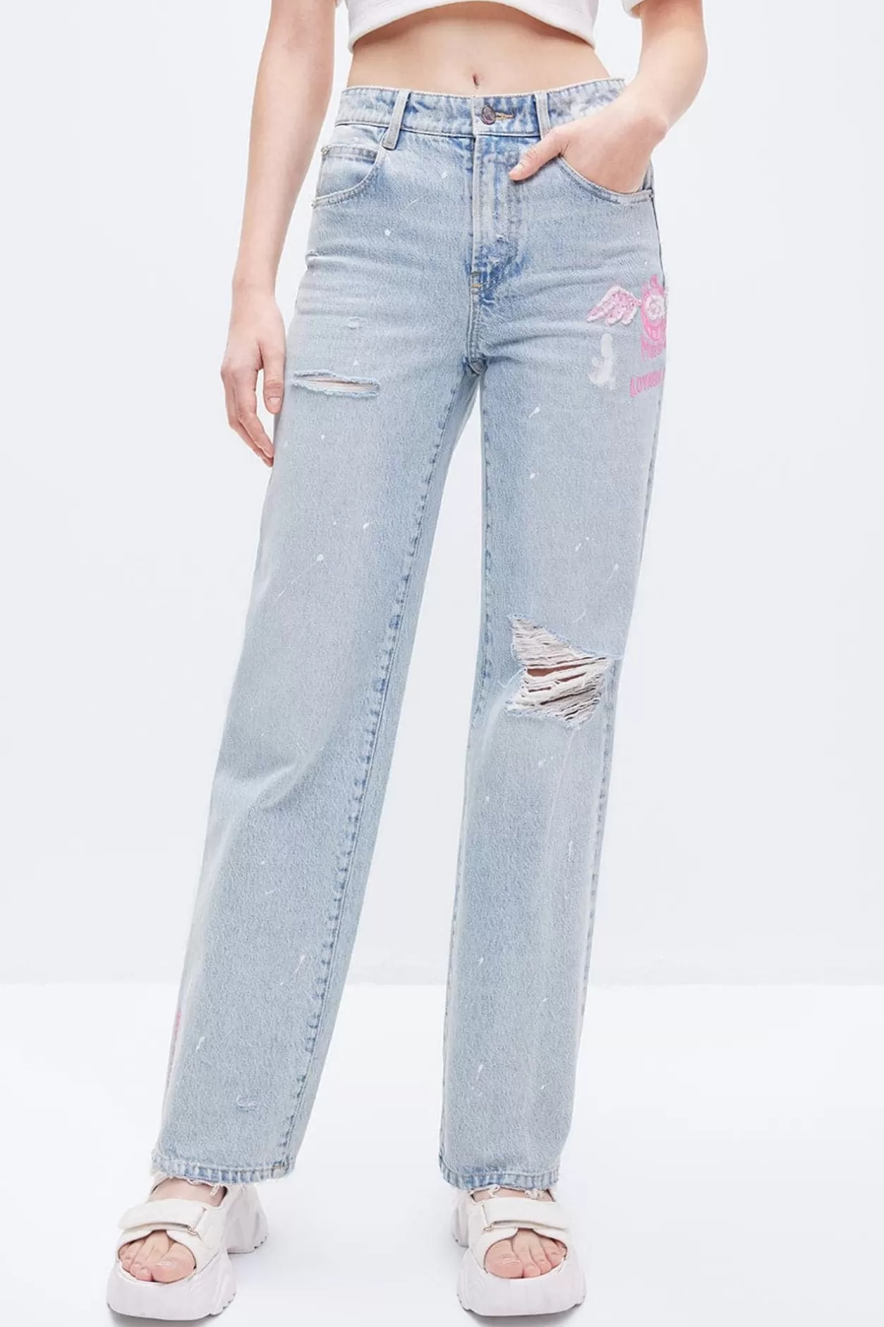 Miss Sixty X Andre Saraiva Capsule Collection Ripped Jeans Light Blue New