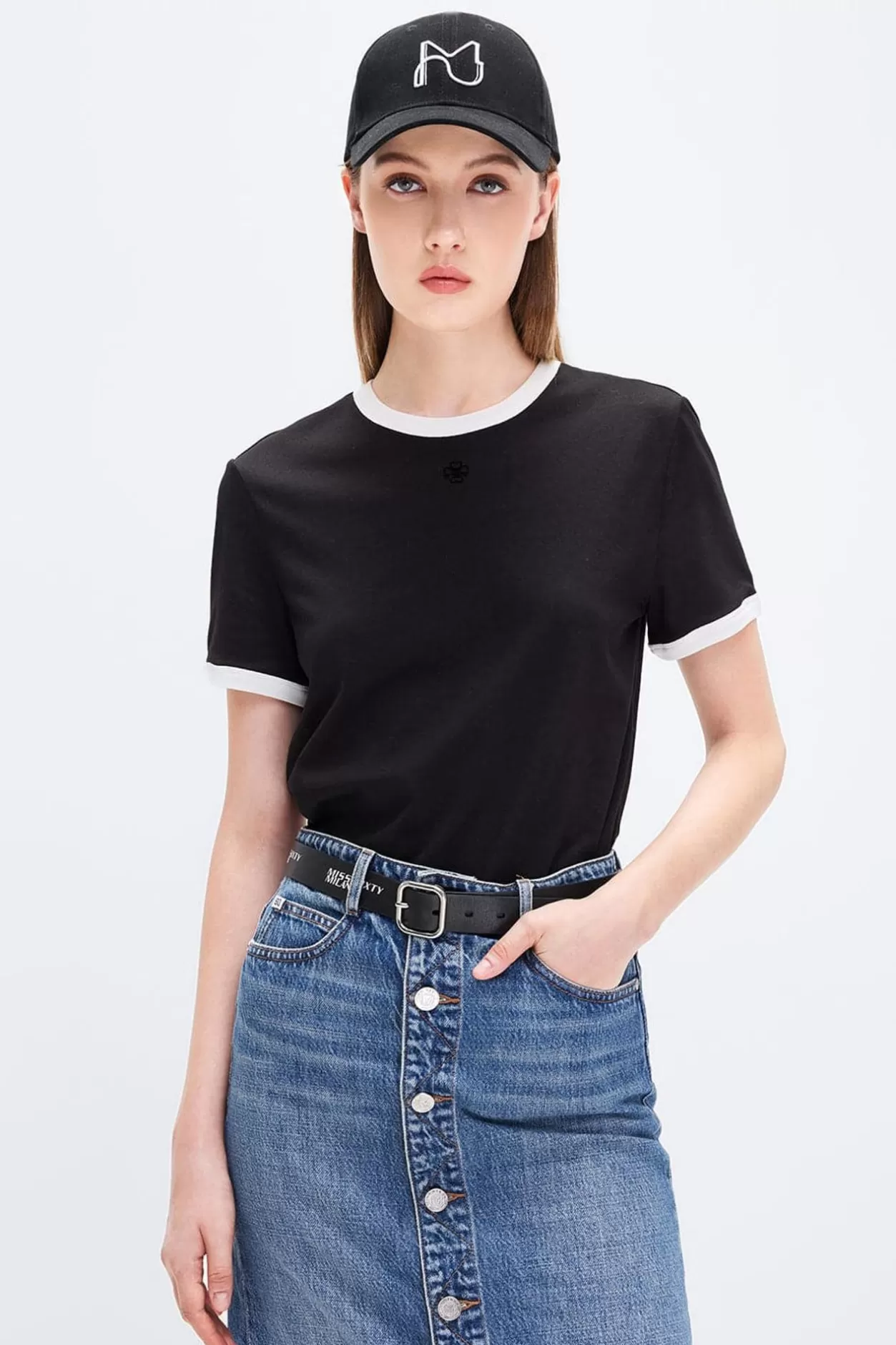 Miss Sixty Modal Blend Round Neck Contrast T-Shirt Discount