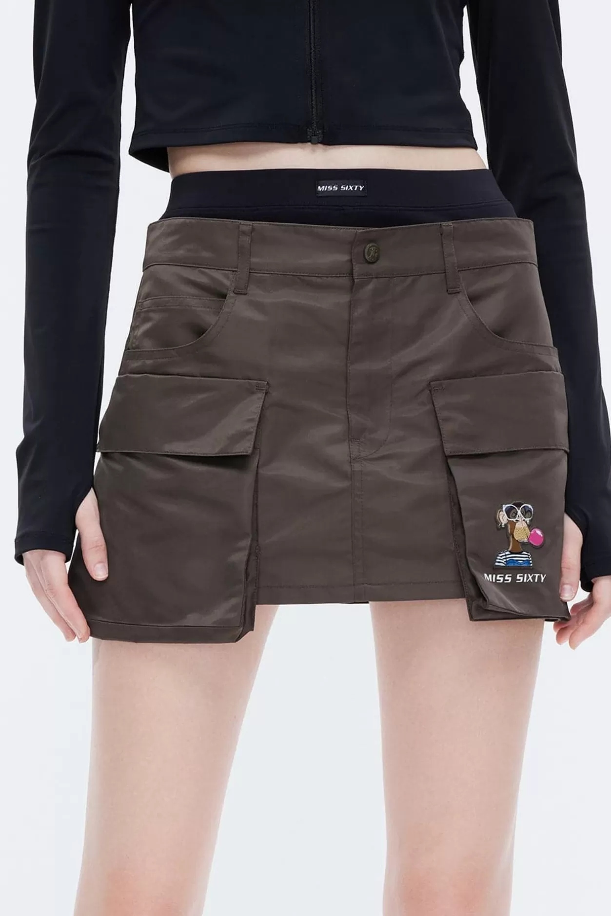 Miss Sixty Nft Capsule Cargo Style Short Skirt Army Green Sale