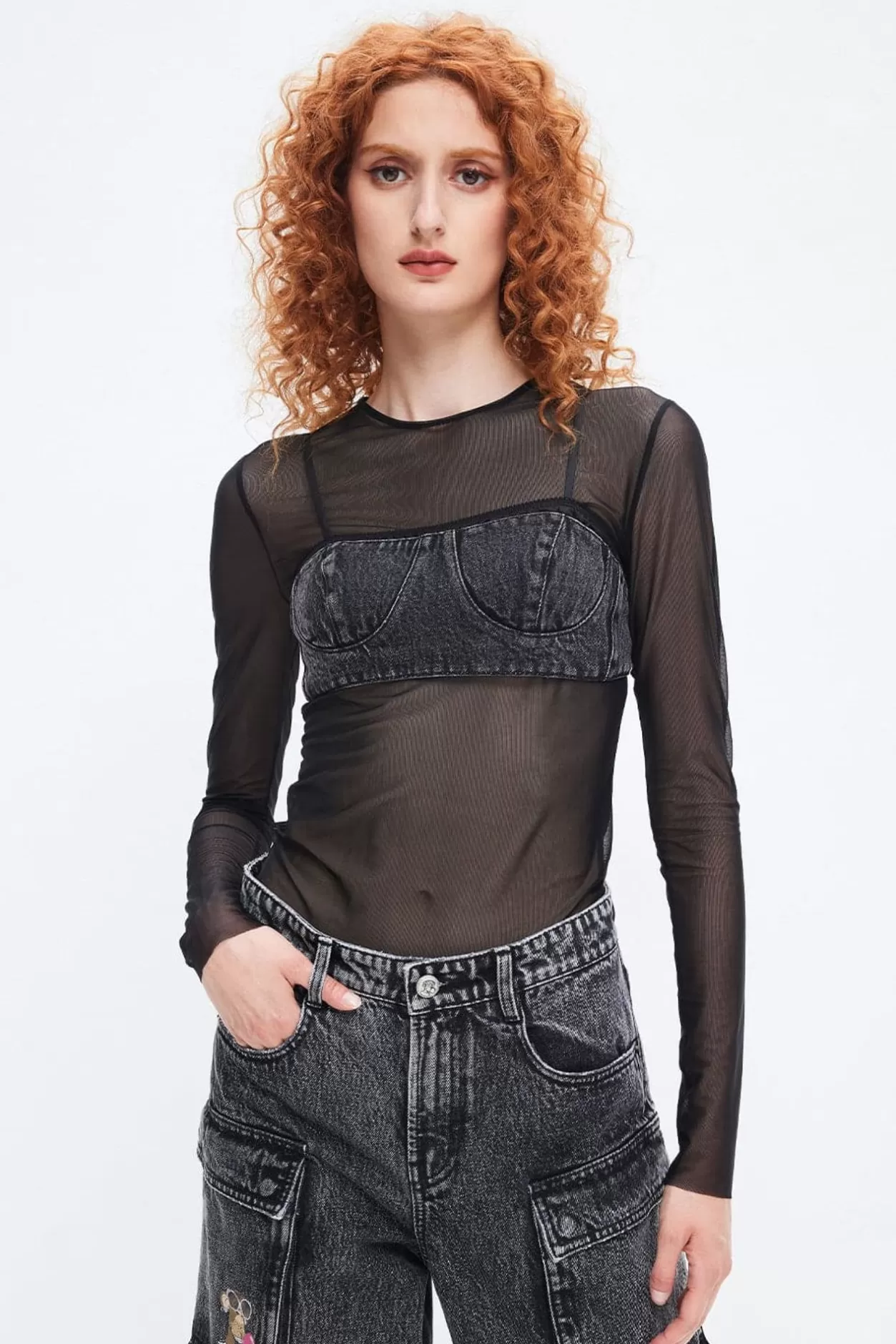 Miss Sixty Nft Capsule Sexy Mesh Top Black Shop