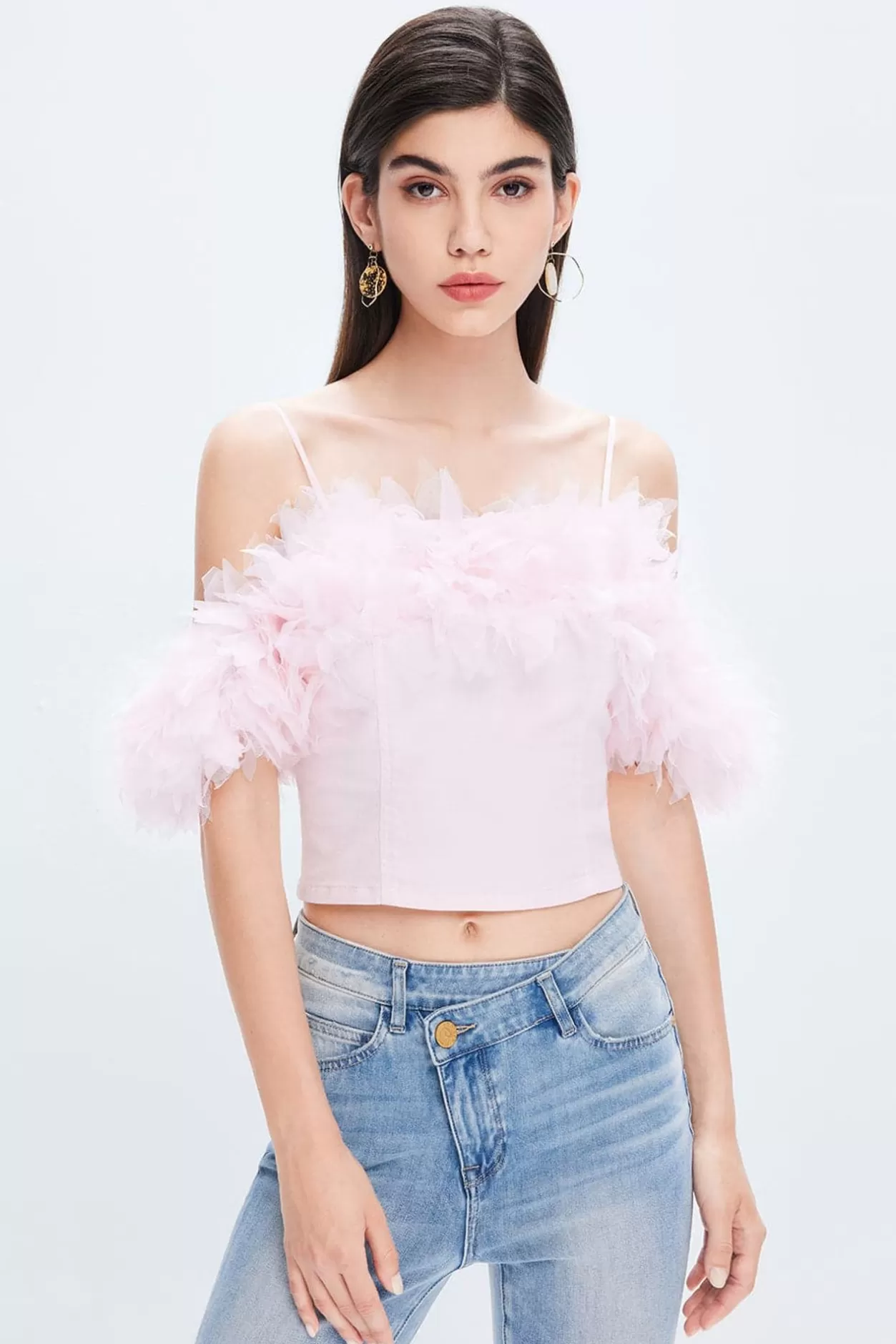 Miss Sixty Pink Feather Denim Top Sweet Purple Store