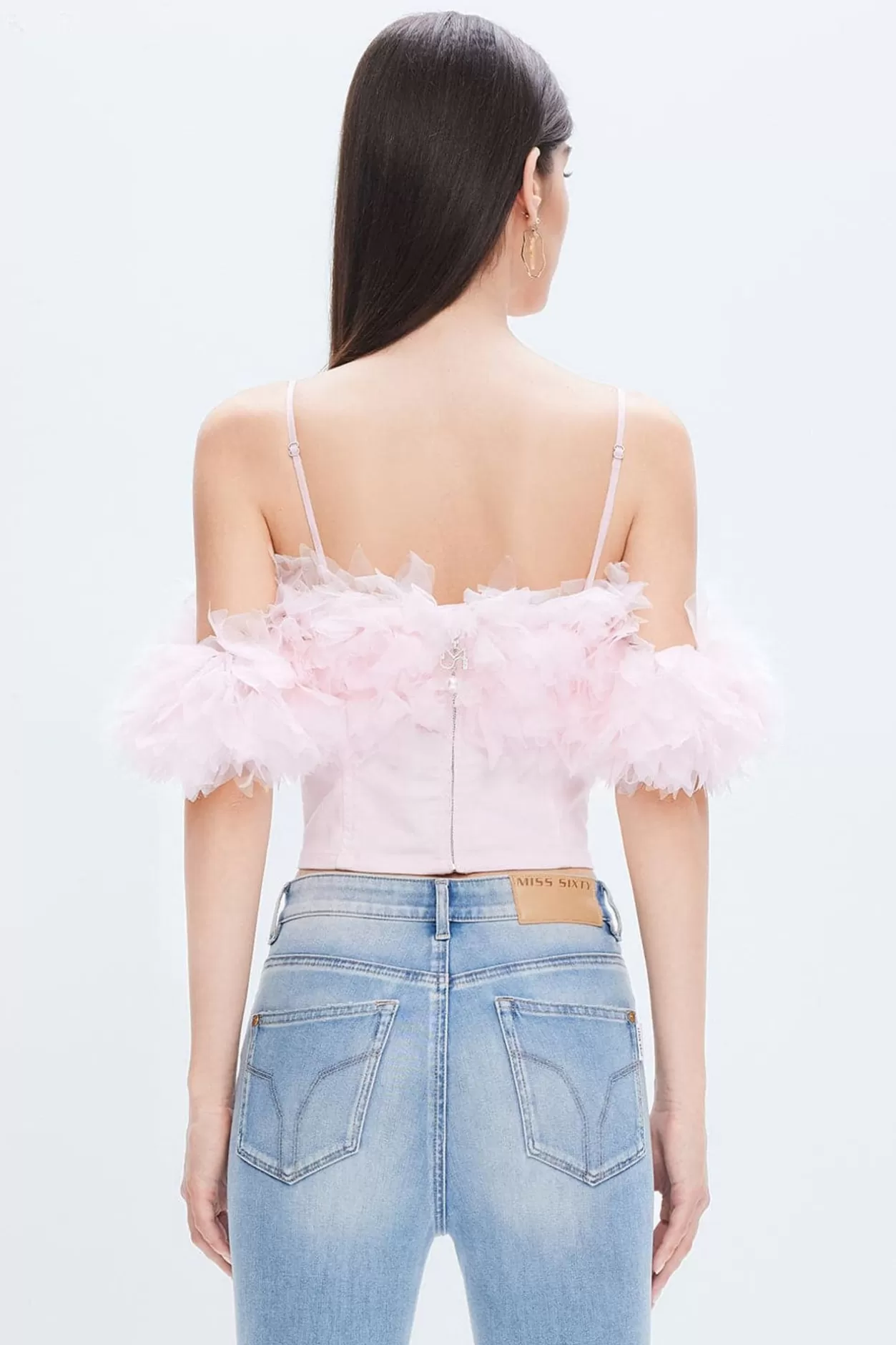 Miss Sixty Pink Feather Denim Top Sweet Purple Store