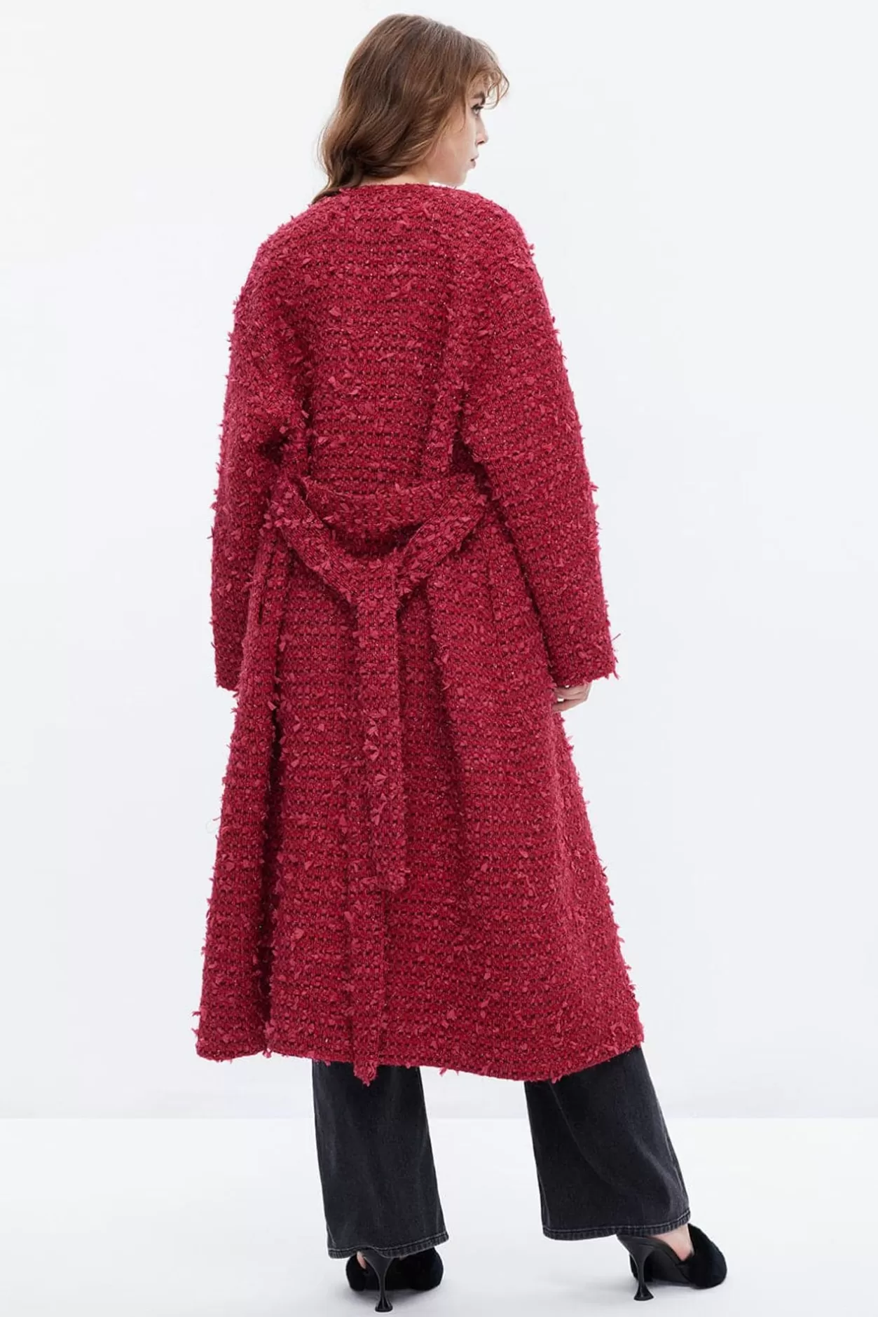 Miss Sixty Red Long Woolen Blend Coat Bright Red Cheap