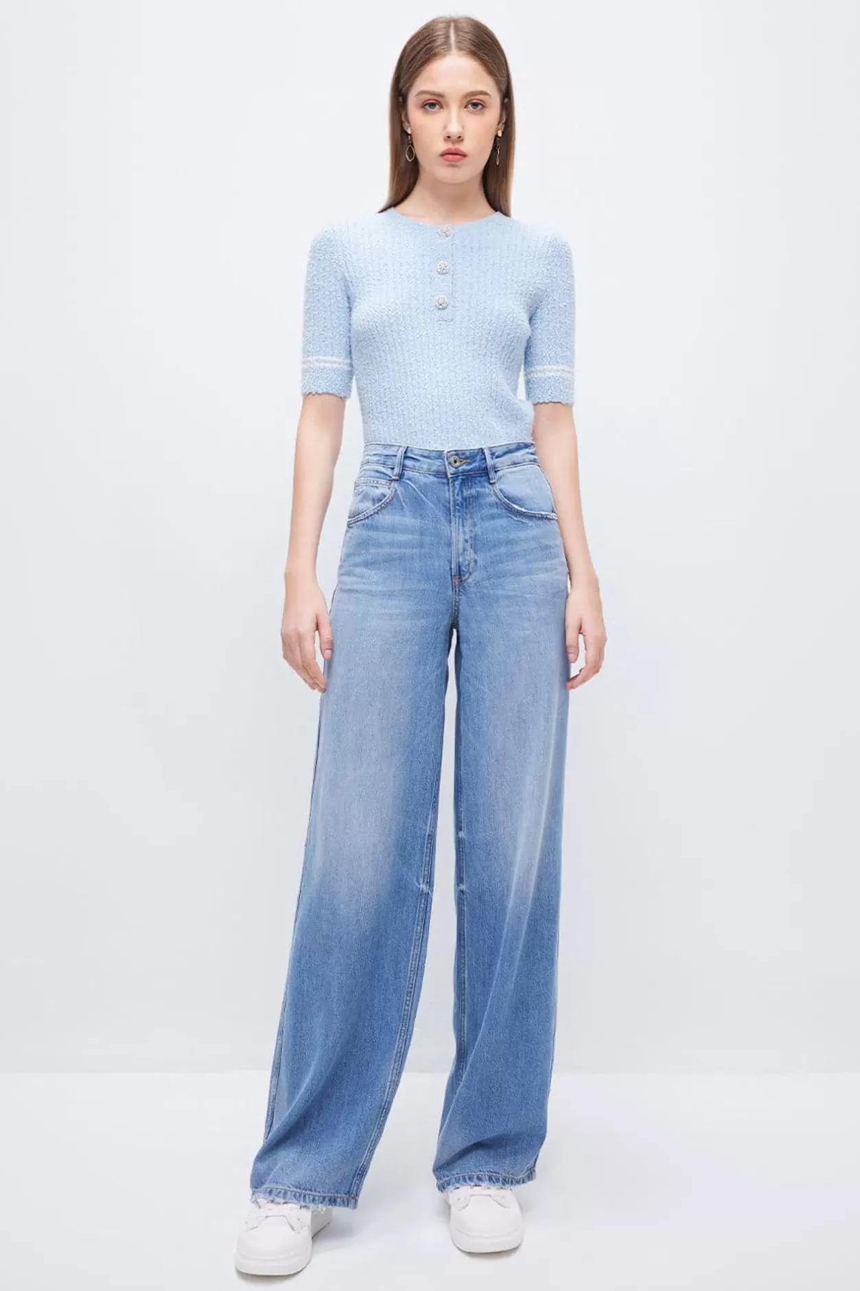 Miss Sixty Relaxed Fit Denim Jeans With Tencel Drape Light Blue Fashion