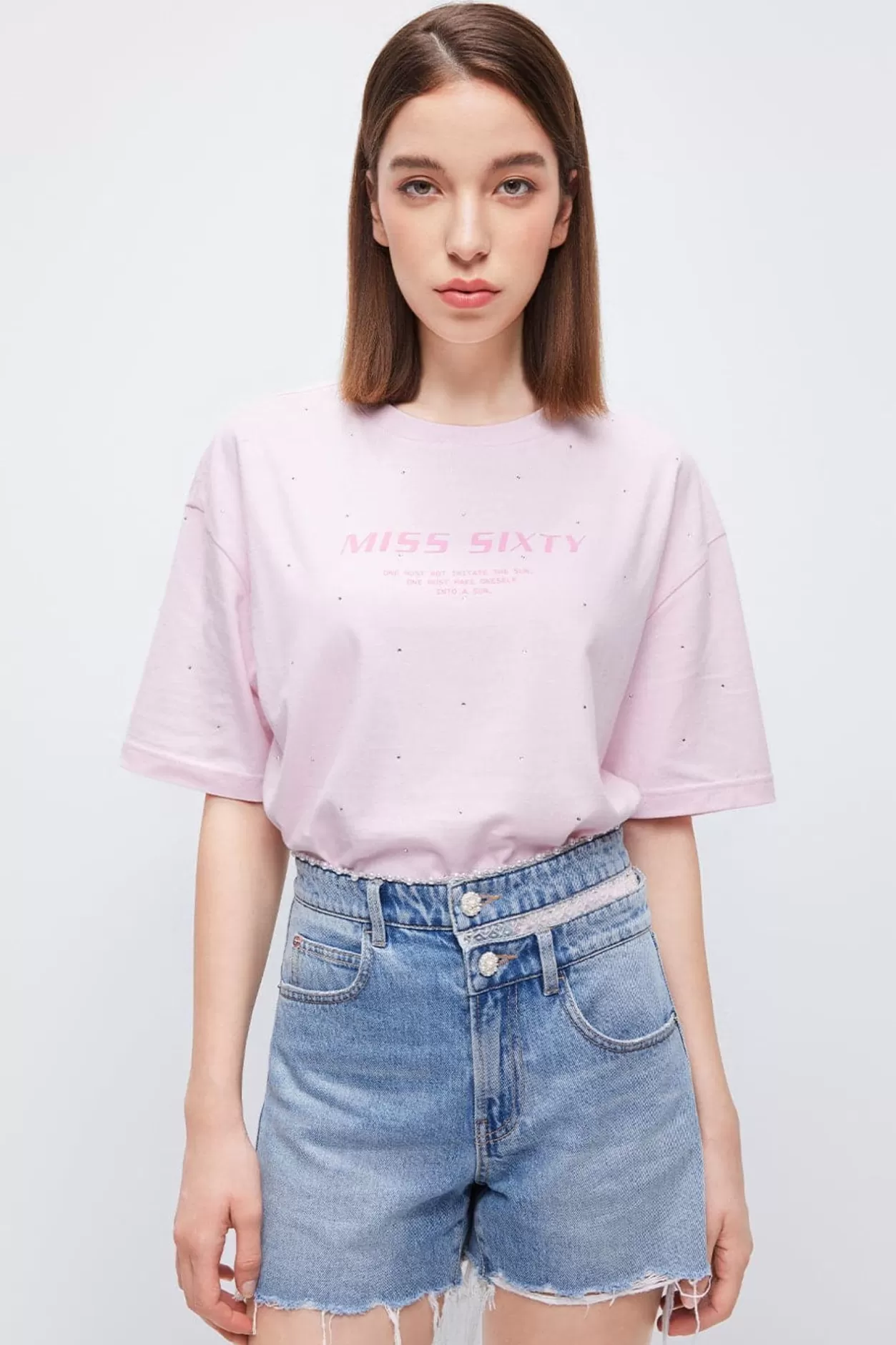 Miss Sixty Round Neck Dropped Shoulder Letter Pattern T-Shirt Fashion