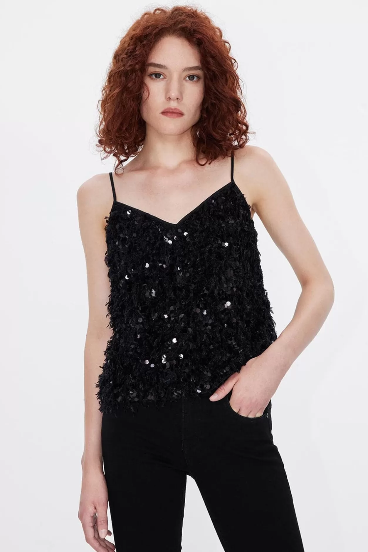 Miss Sixty Sequin Camisole With Feather Discount