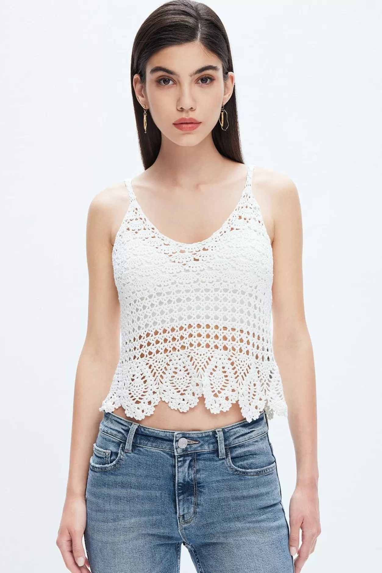 Miss Sixty Sexy Bohemian Style Cutout Camisole Top White Online