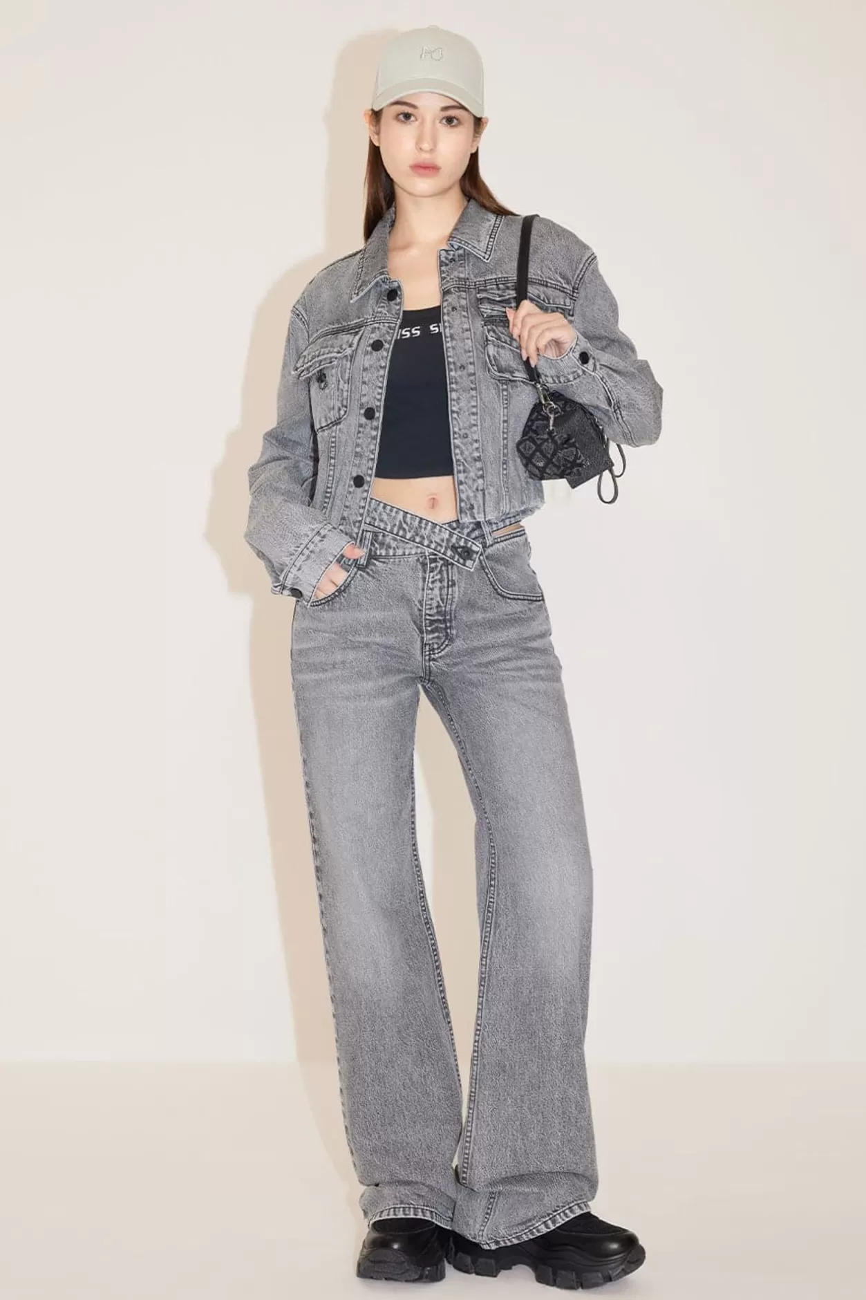 Miss Sixty Sexy Hollow Waist Flared Jeans Black Fog Store