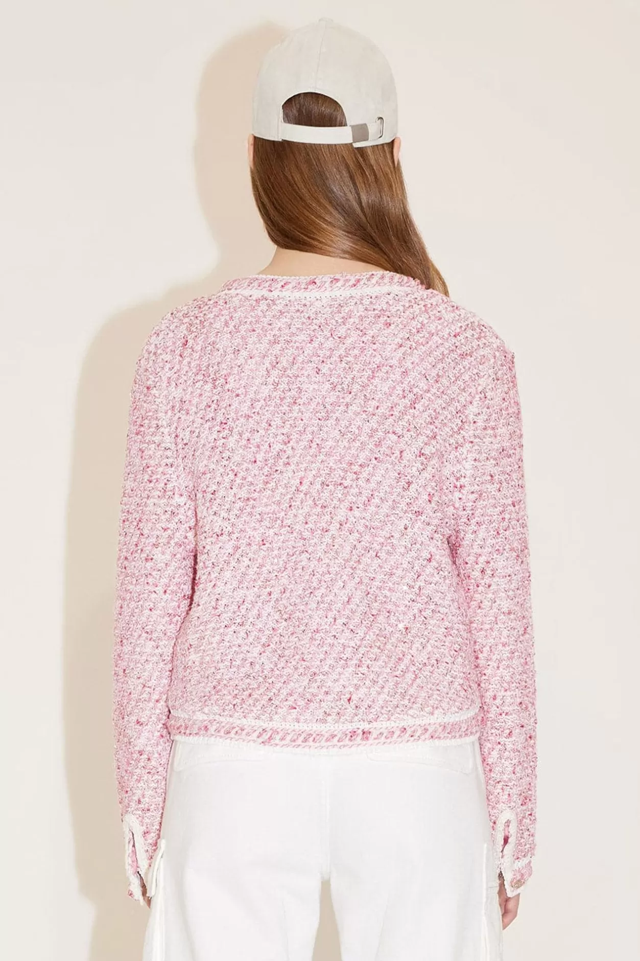 Miss Sixty Sheer Ribbed Knitted Cardigan Rose Best Sale