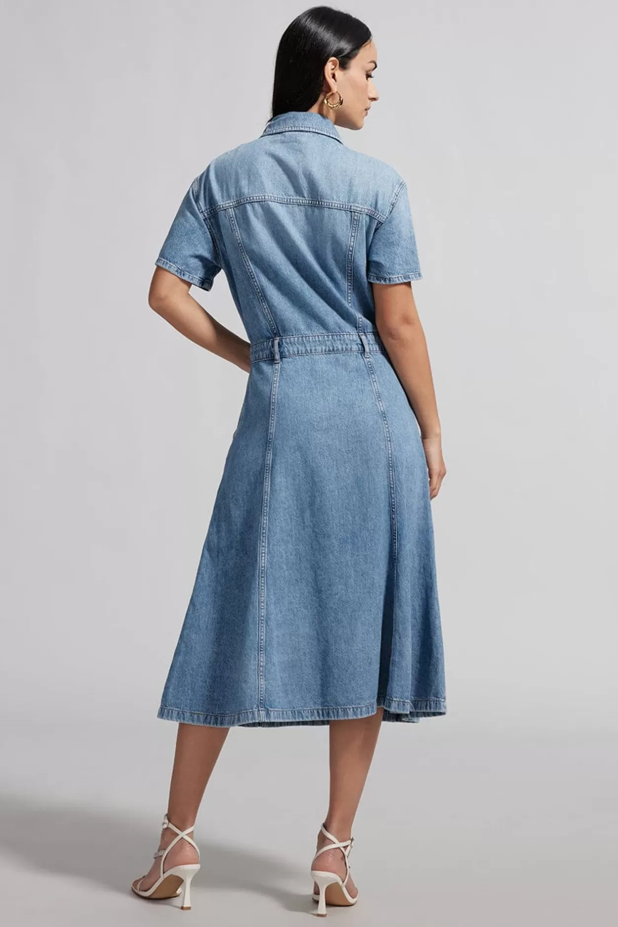 Miss Sixty Single Breasted Denim Dress Dark Blue Discount