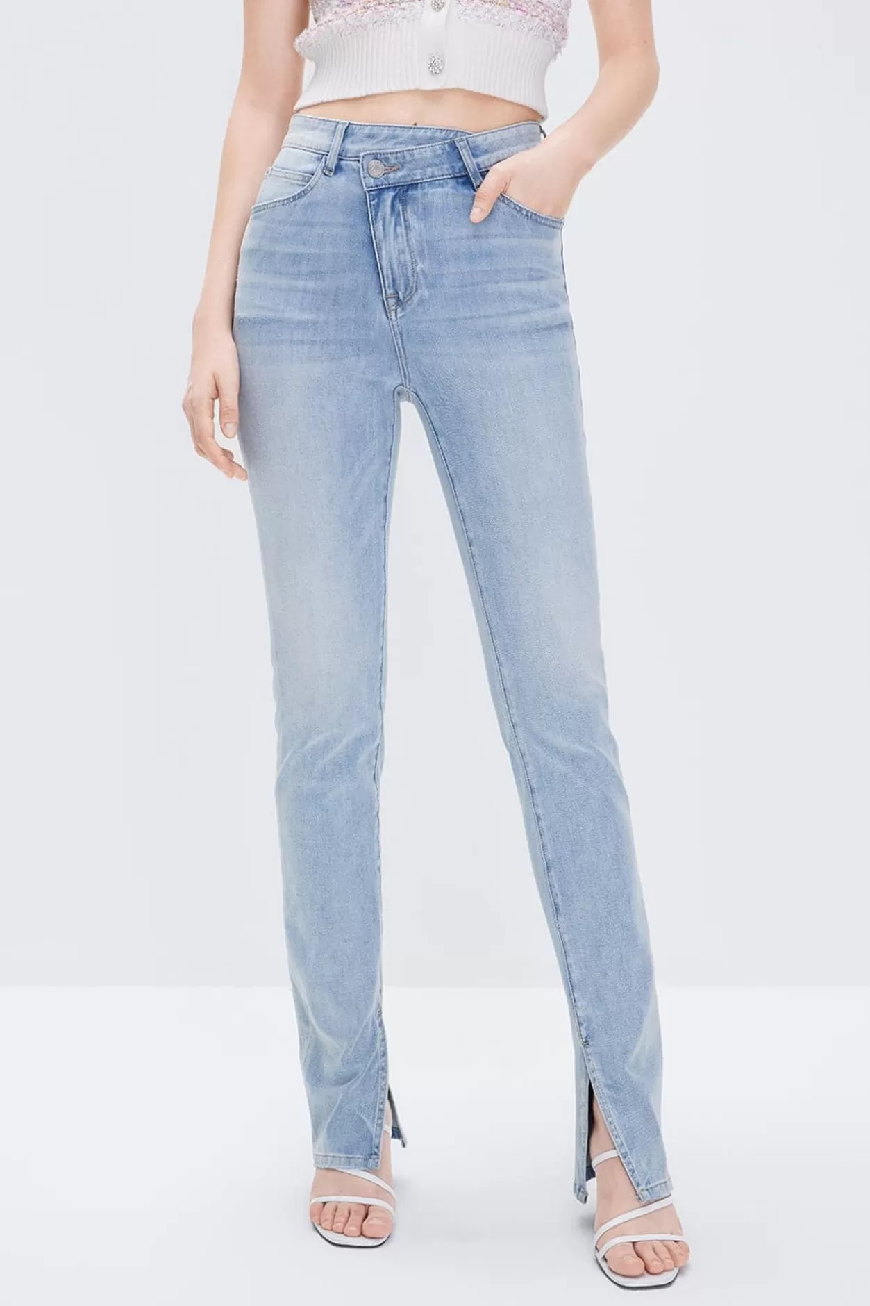 Miss Sixty Slant Placket Jeans With Silk Middle Blue Flash Sale