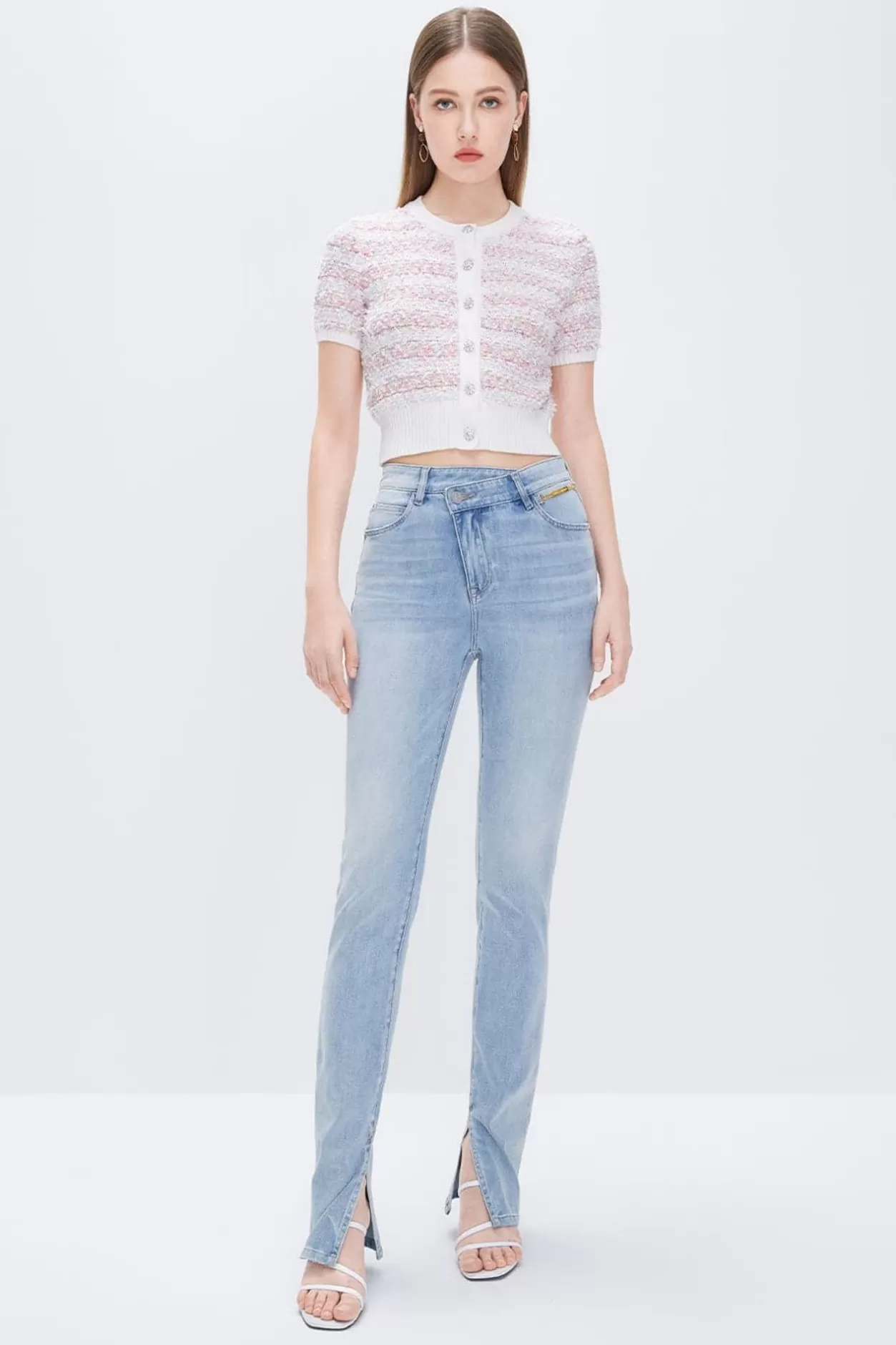 Miss Sixty Slant Placket Jeans With Silk Middle Blue Flash Sale