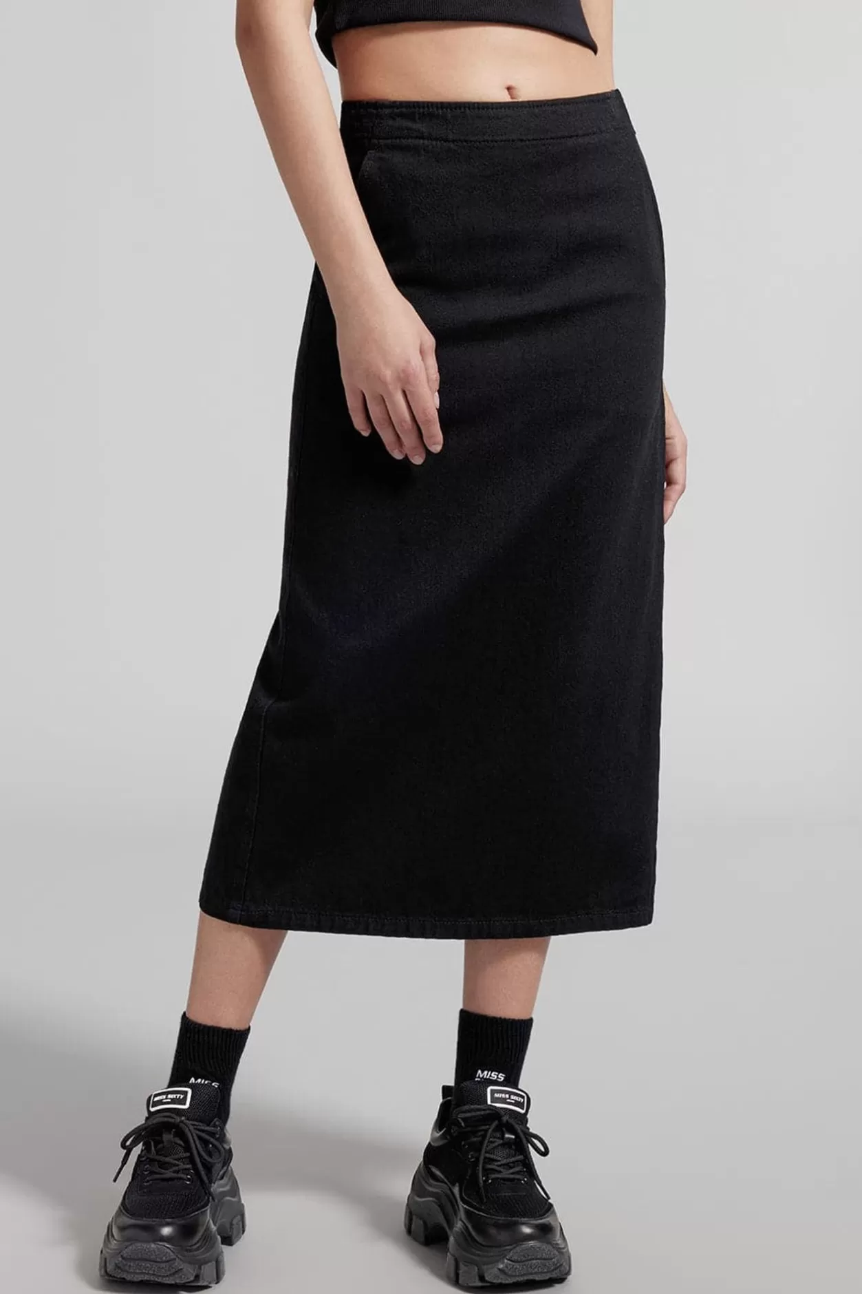 Miss Sixty Slit Straight Denim Skirt Black Online