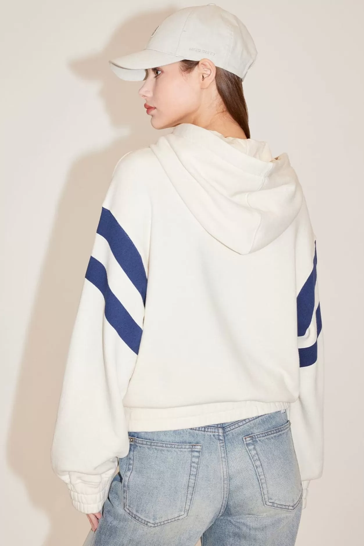 Miss Sixty Sporty Colour Block Hooded Sweatshirt Off White Shop