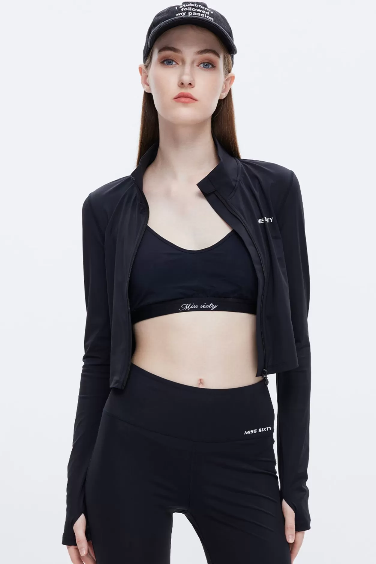 Miss Sixty Stand Collar Stretch Slim Fit Yoga Sports Jacket Black Online