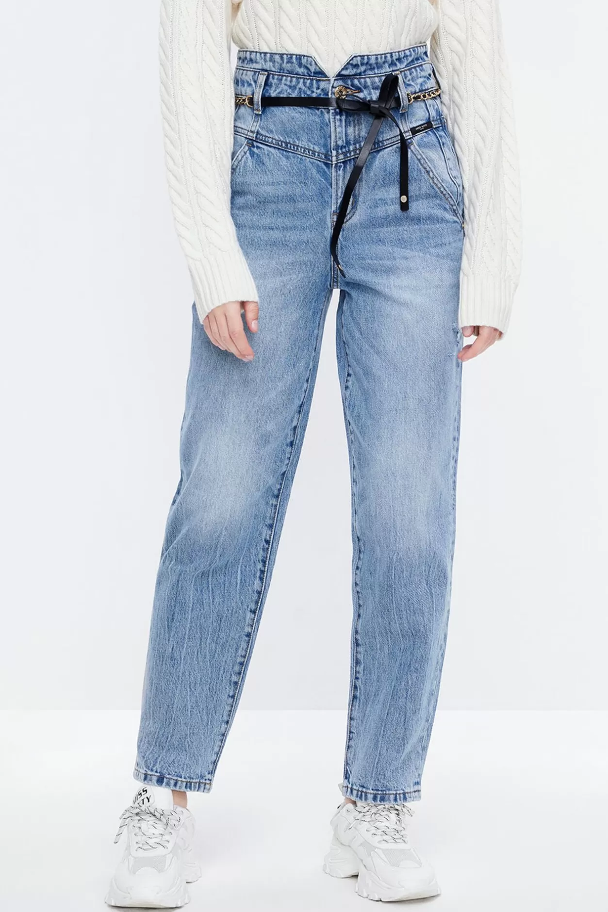 Miss Sixty Straight Fit Jeans With Chain Middle Blue Best Sale