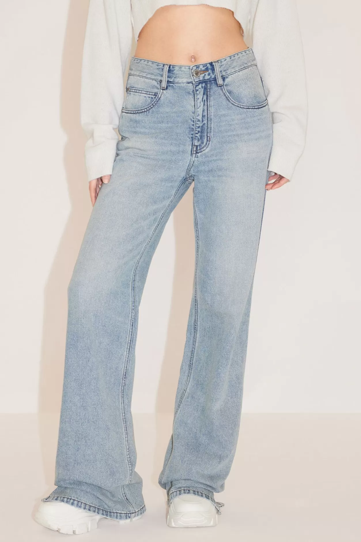 Miss Sixty Straight Fit Jeans With Split Hem Light Blue Sale