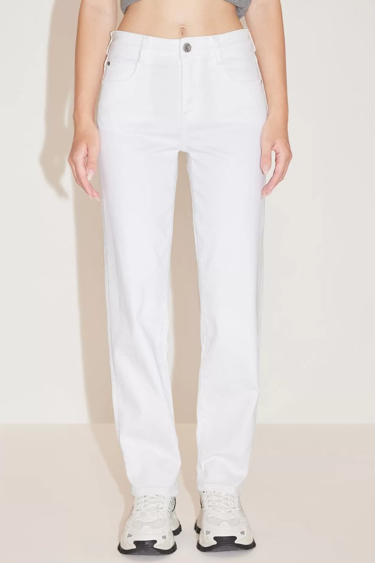 Miss Sixty Straight Fit Stretch Cropped Jeans In White Outlet