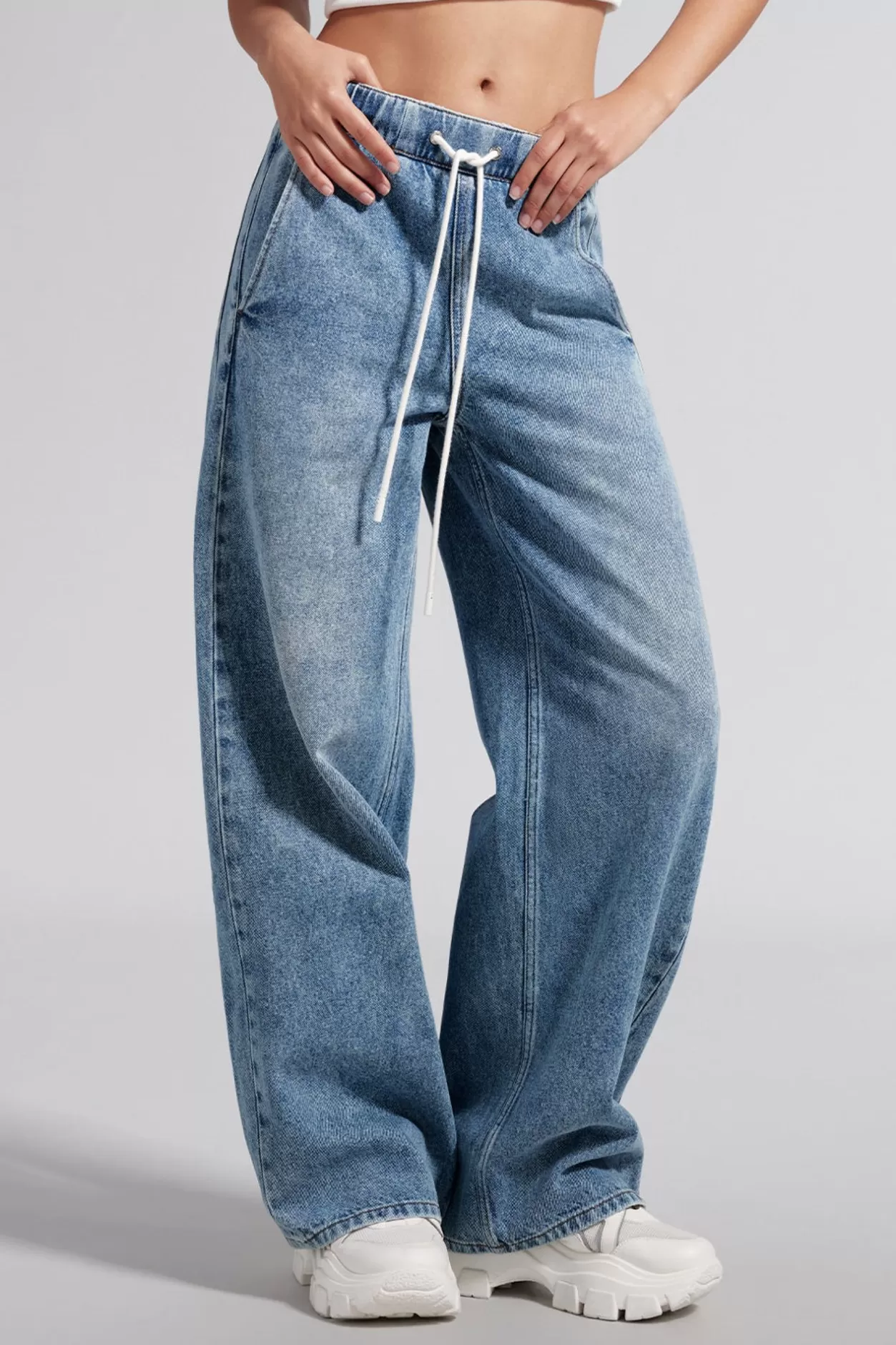 Miss Sixty Straight-Leg Jeans With Elastic Waist Light Blue Flash Sale