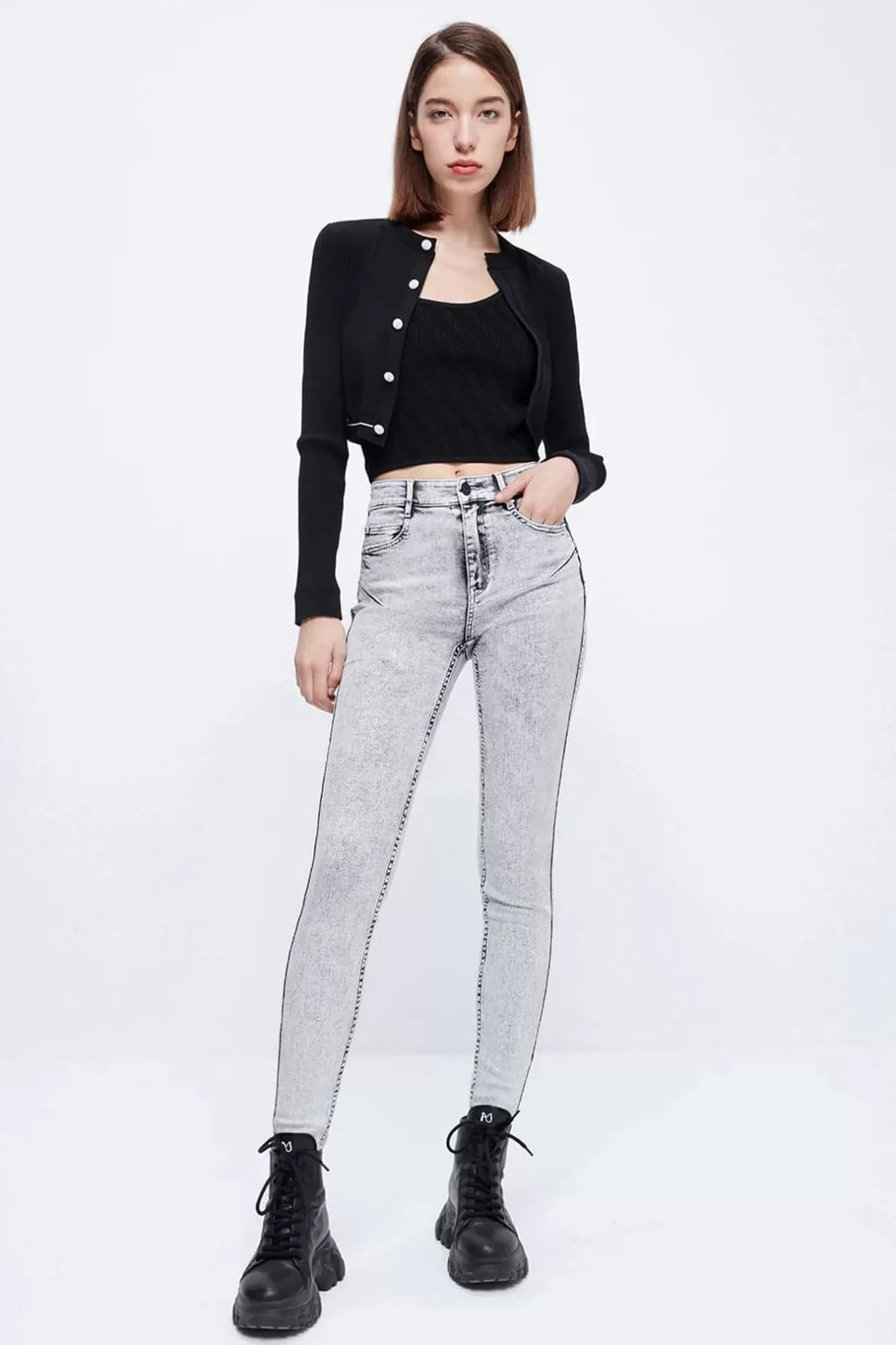 Miss Sixty Stretch Skinny Fit Jeans Light Grey Clearance