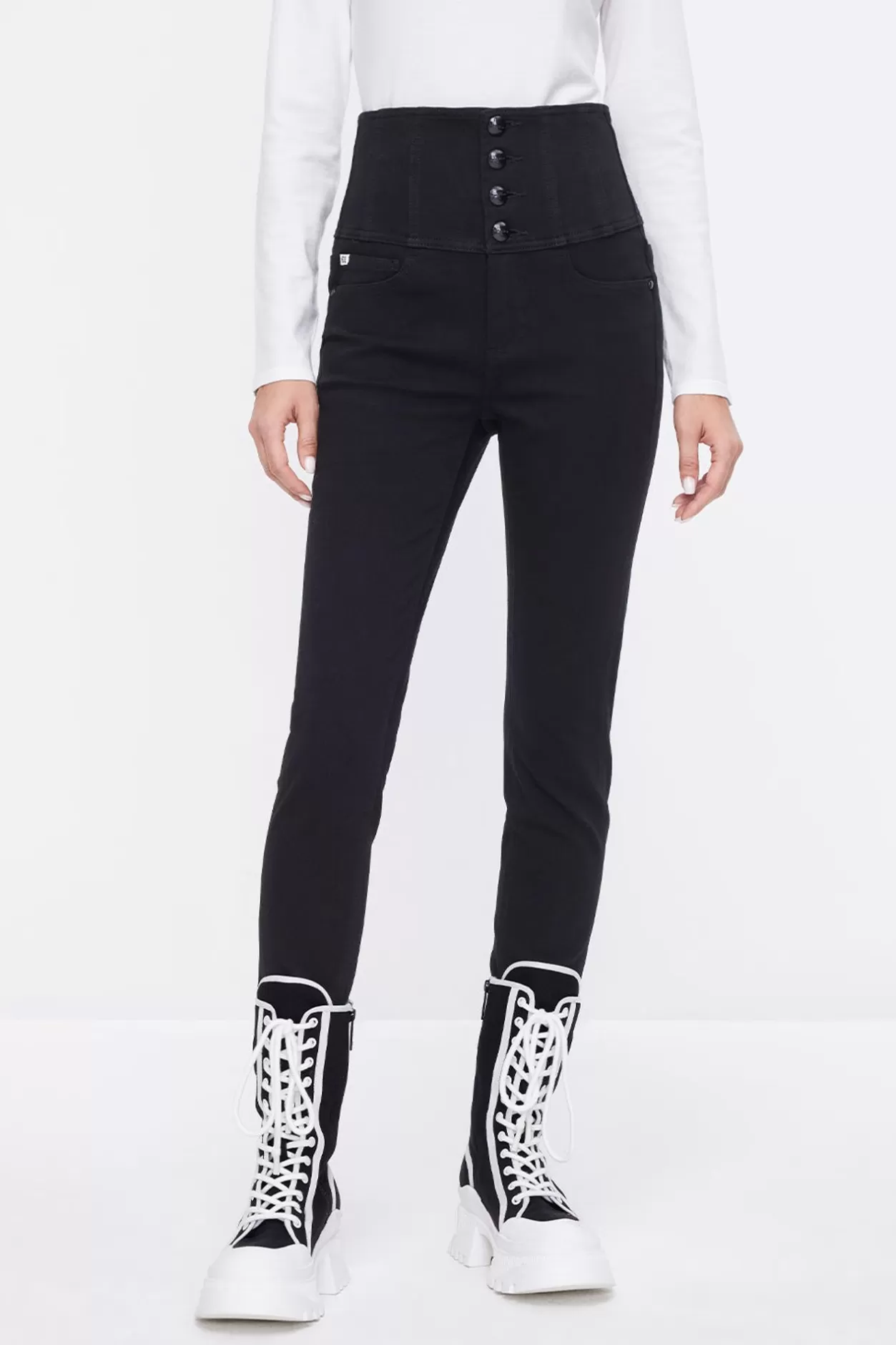 Miss Sixty Stretchy High Waist Skinny Jeans With Four Buttons Black Store