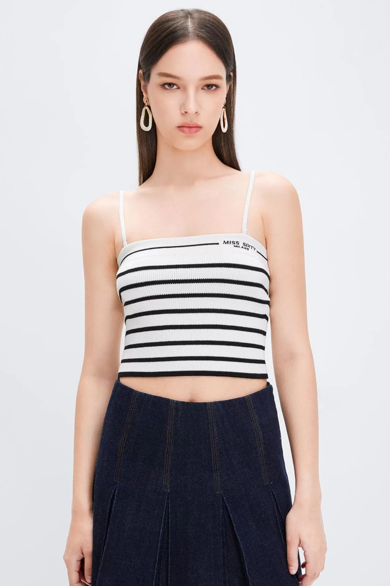 Miss Sixty Striped Camisole Vest Black/White Best