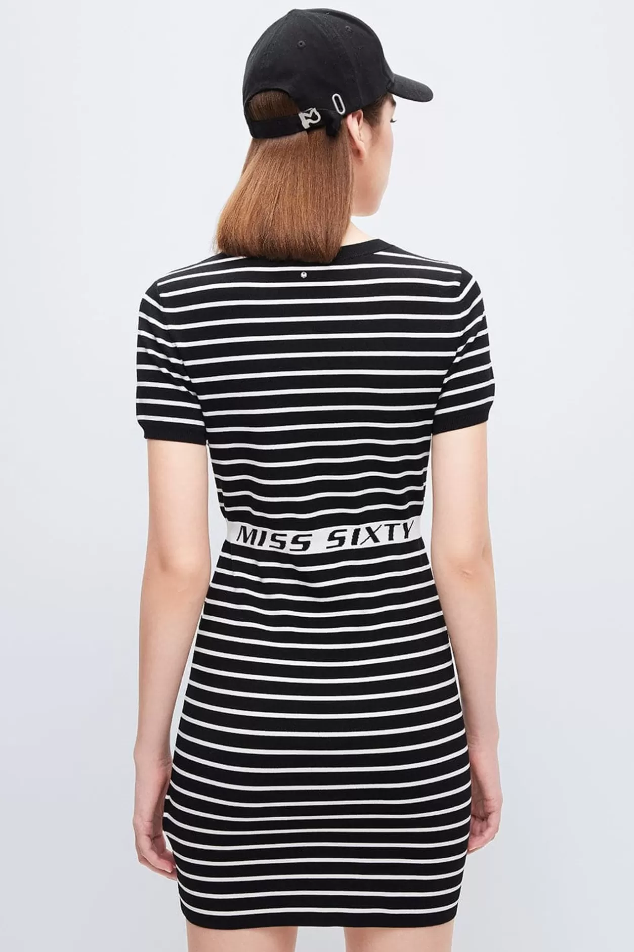 Miss Sixty Striped Stretchy Dress Black/White Flash Sale