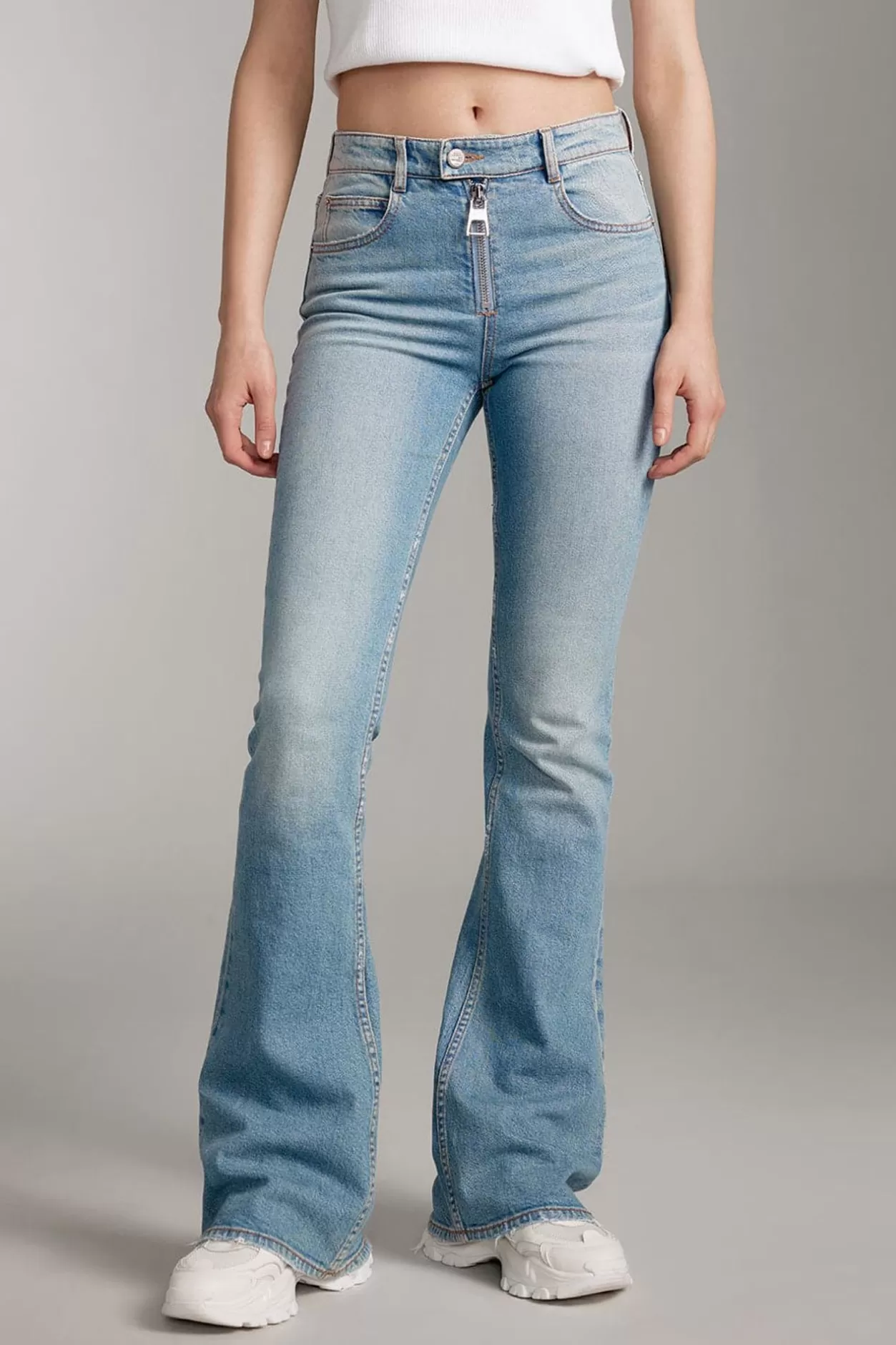 Miss Sixty Stylish Bootcut Jeans With Zippers Middle Blue Fashion