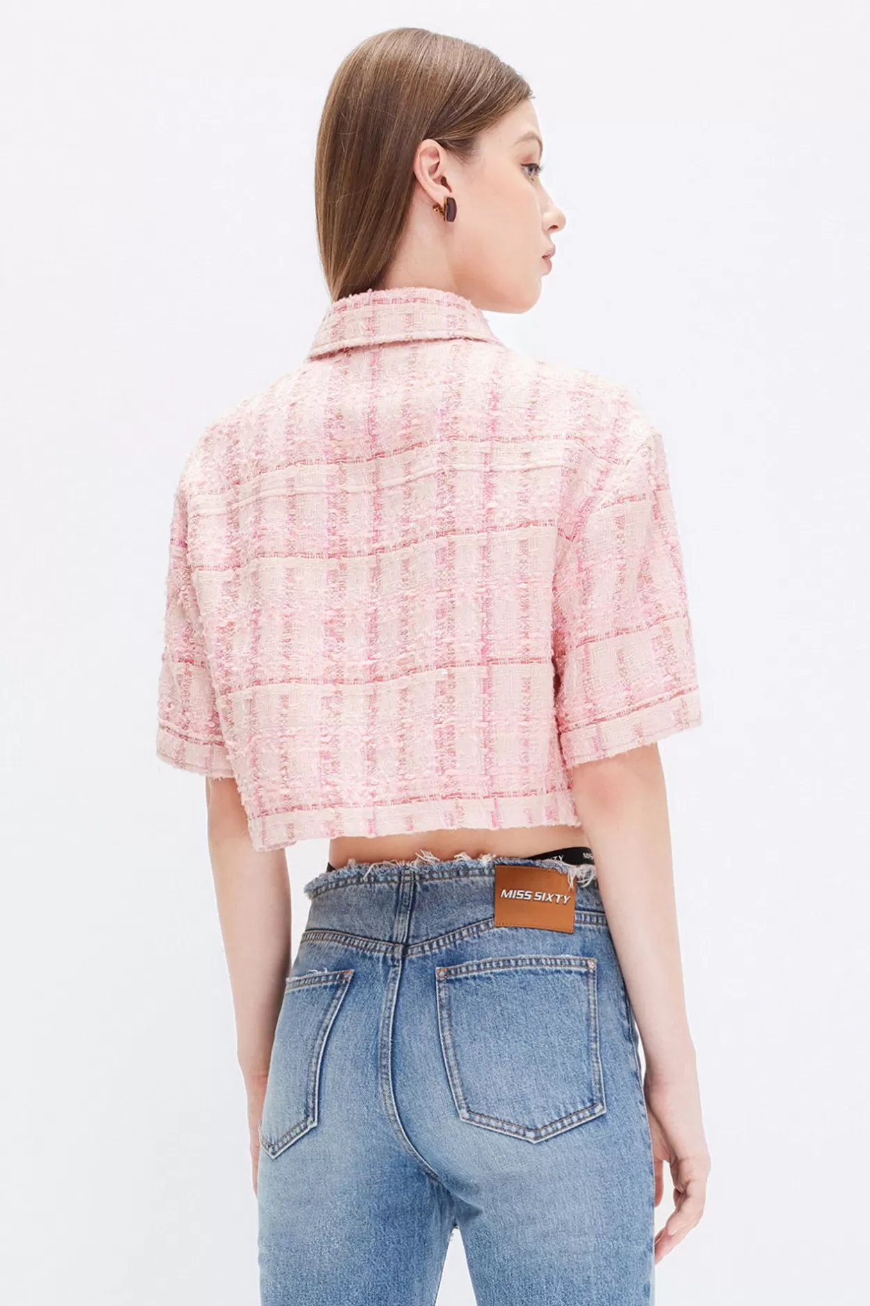 Miss Sixty Stylish Cropped Jacket Pink Cheap