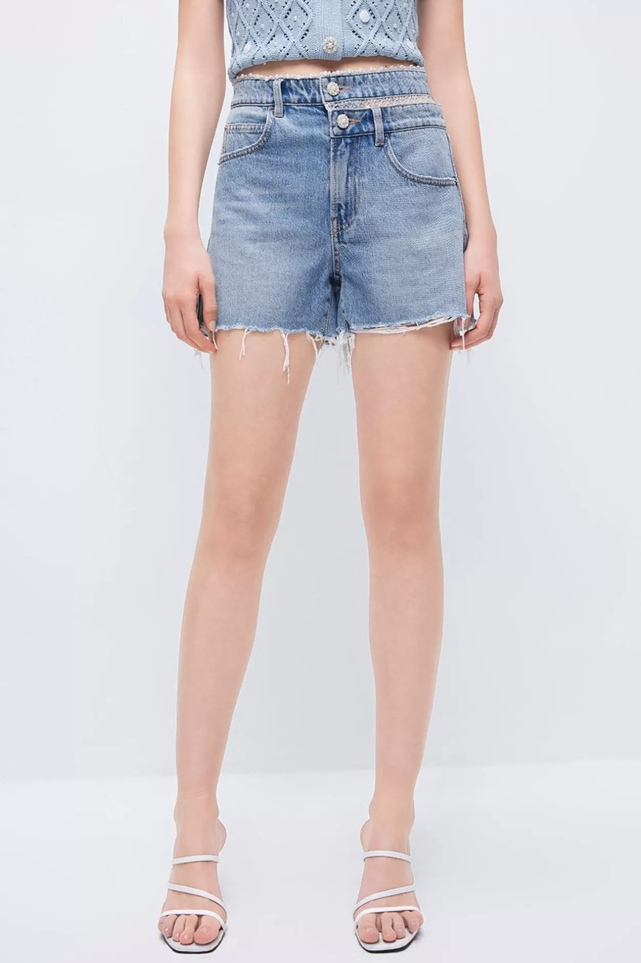 Miss Sixty Stylish Denim Shorts Light Blue New