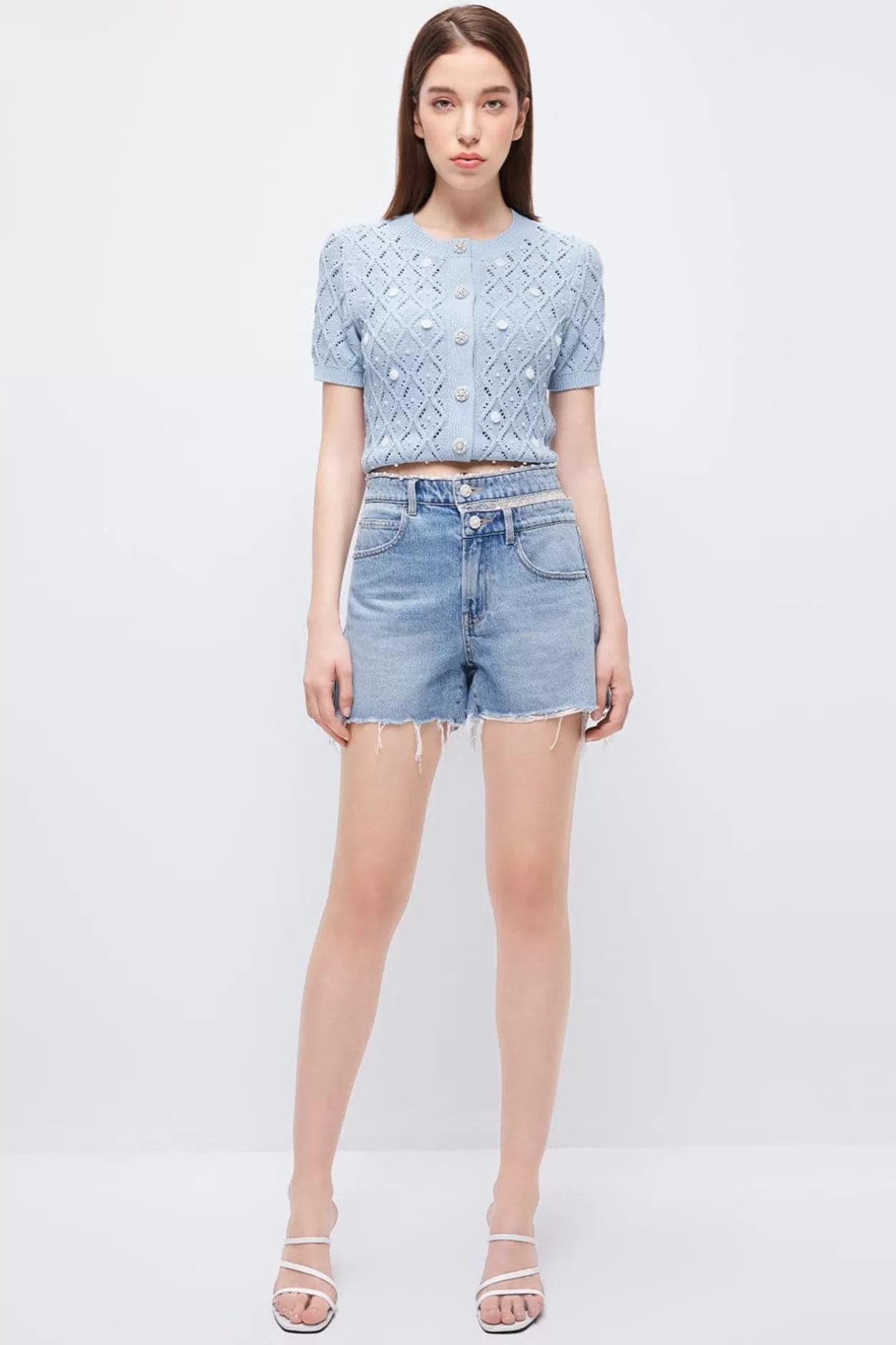 Miss Sixty Stylish Denim Shorts Light Blue New