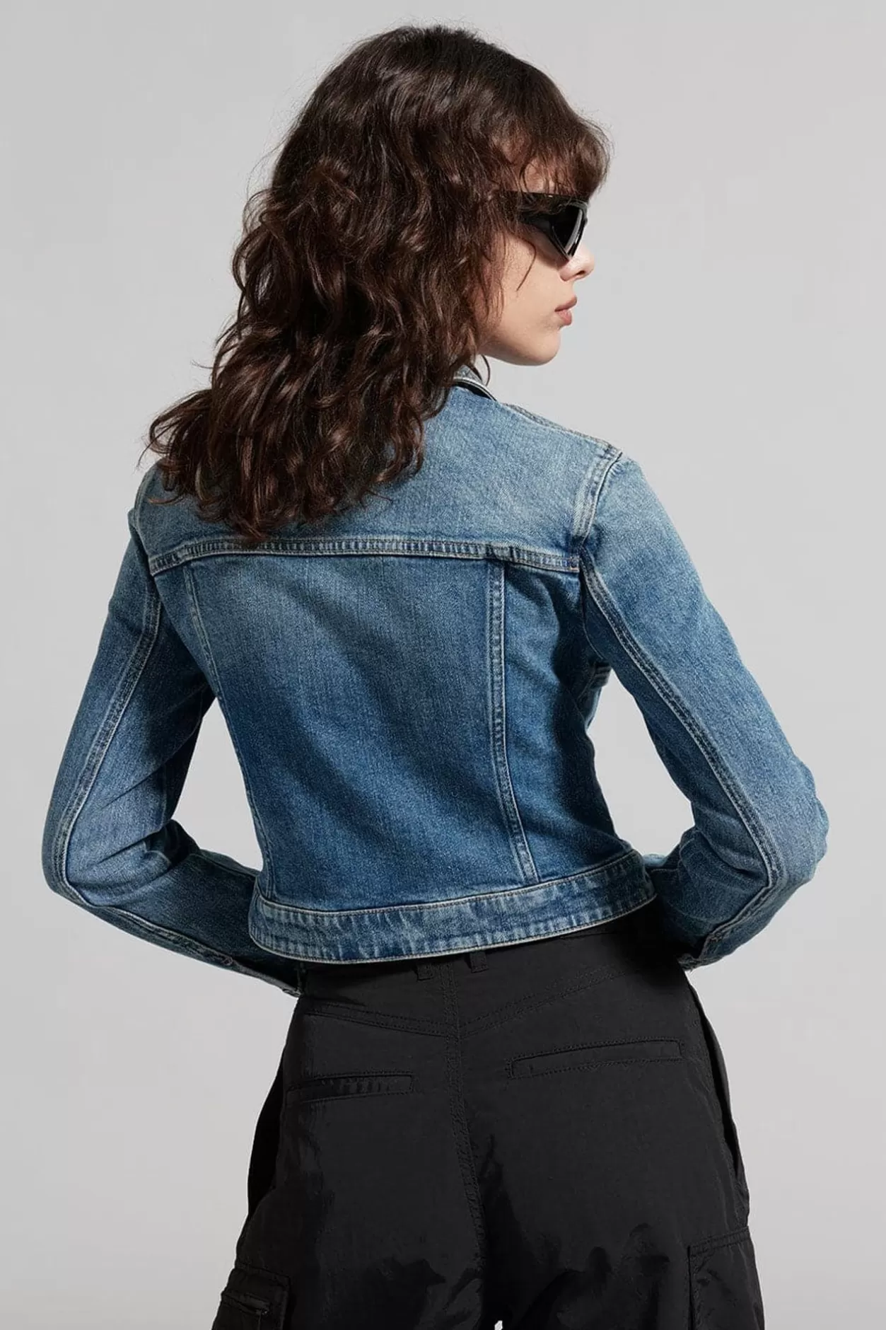 Miss Sixty Stylish Gray Blue Cropped Denim Jacket Grey Blue Online