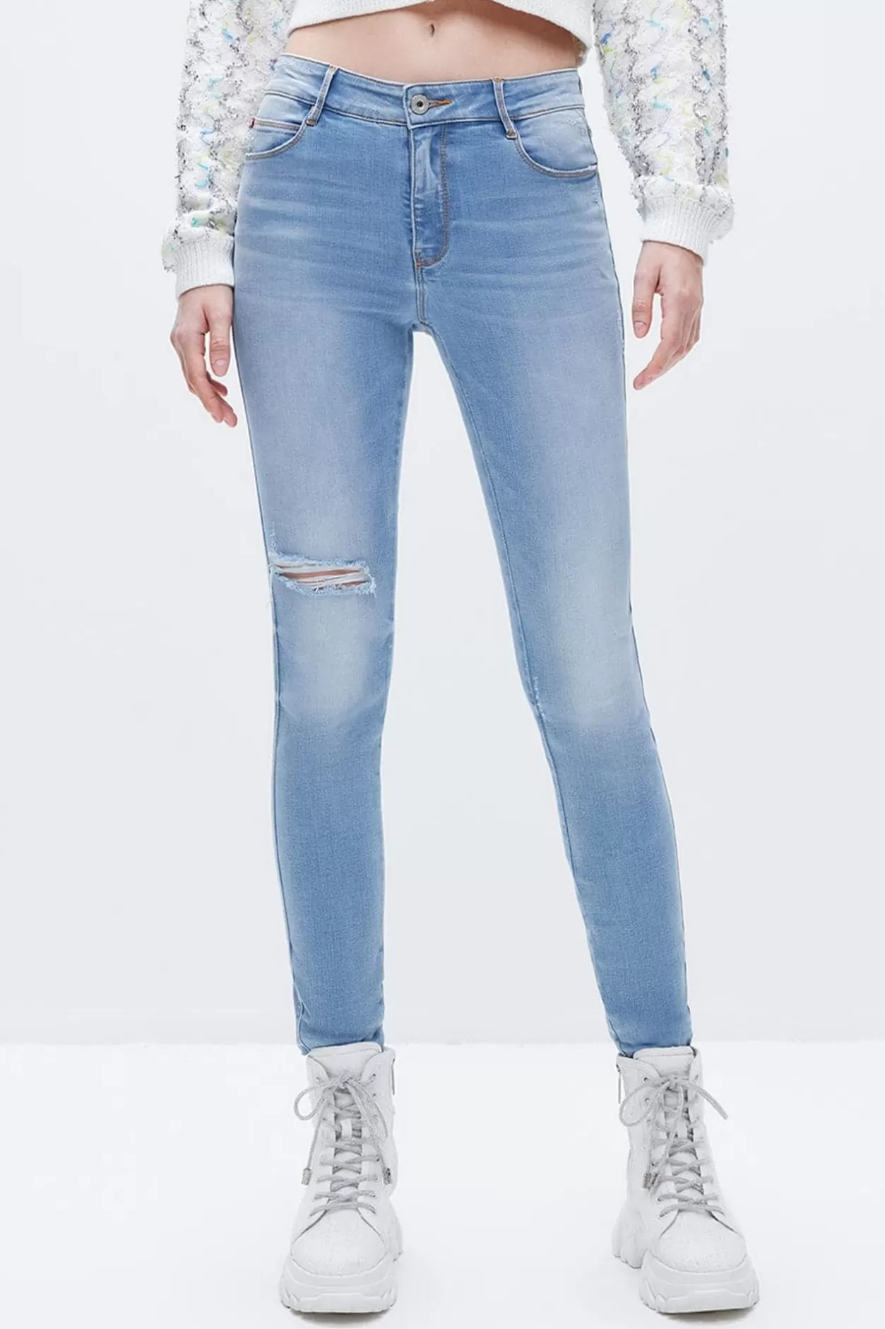 Miss Sixty Stylish Slim Fit Ripped Jeans Light Blue Sale