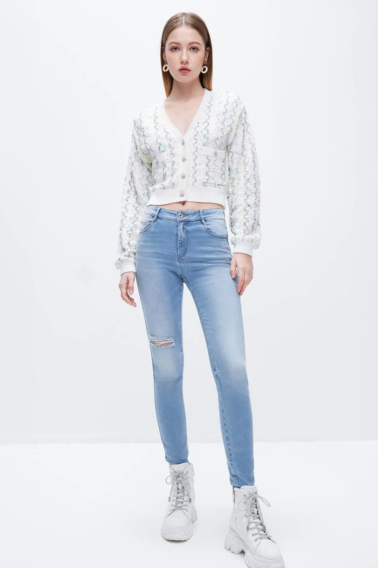 Miss Sixty Stylish Slim Fit Ripped Jeans Light Blue Sale