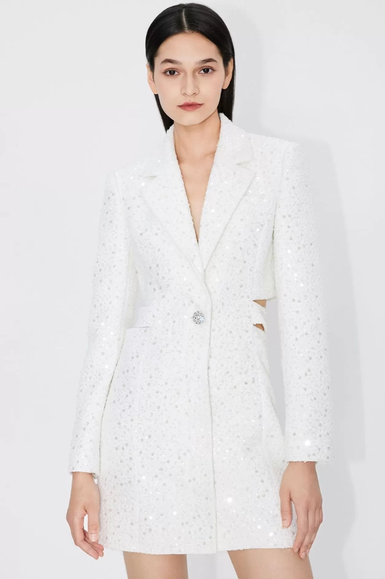 Miss Sixty Suit Skirt With Beaded Sequin Embroidered White Hot